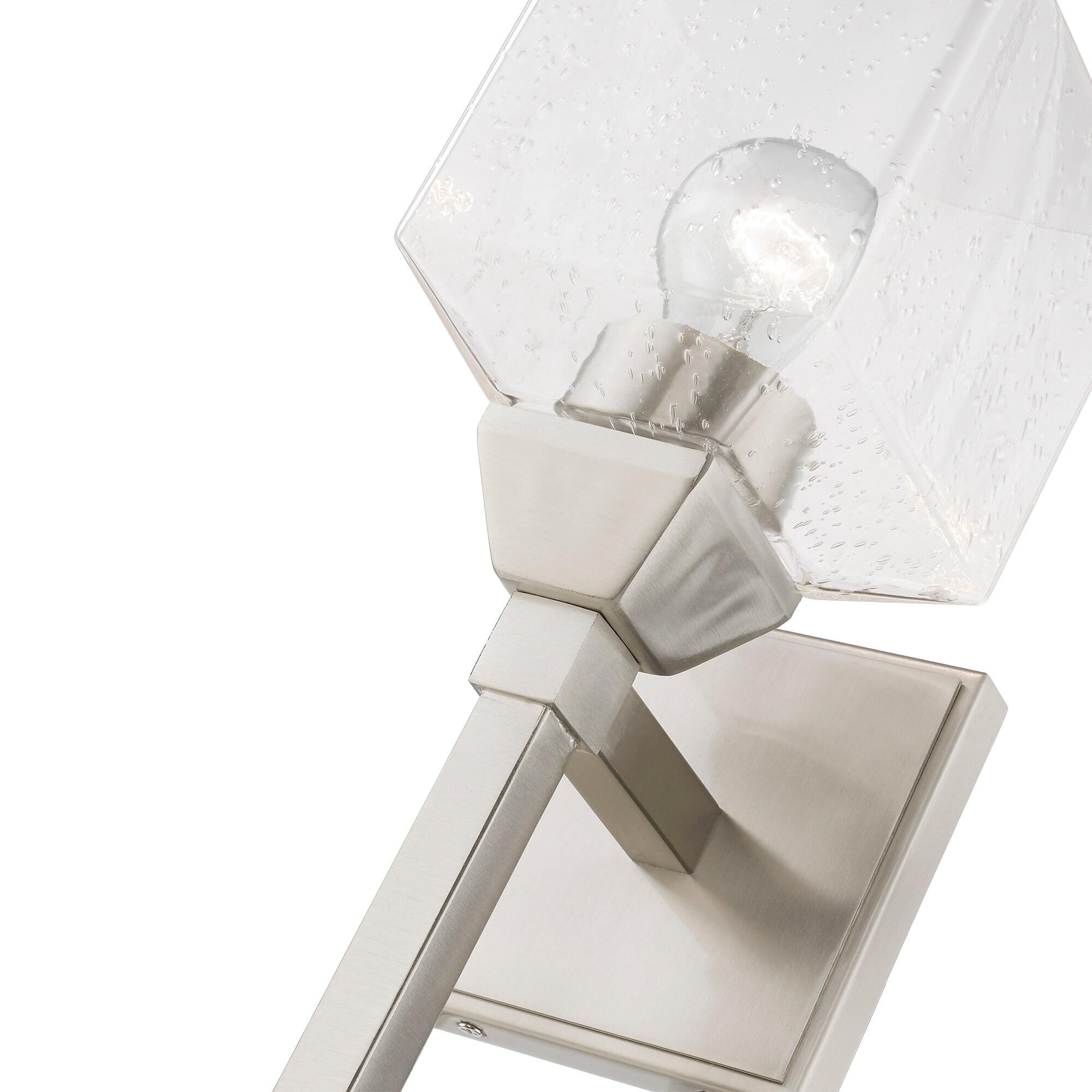 Brushed Nickel Vanity Light with Clear Seeded Glass Shade