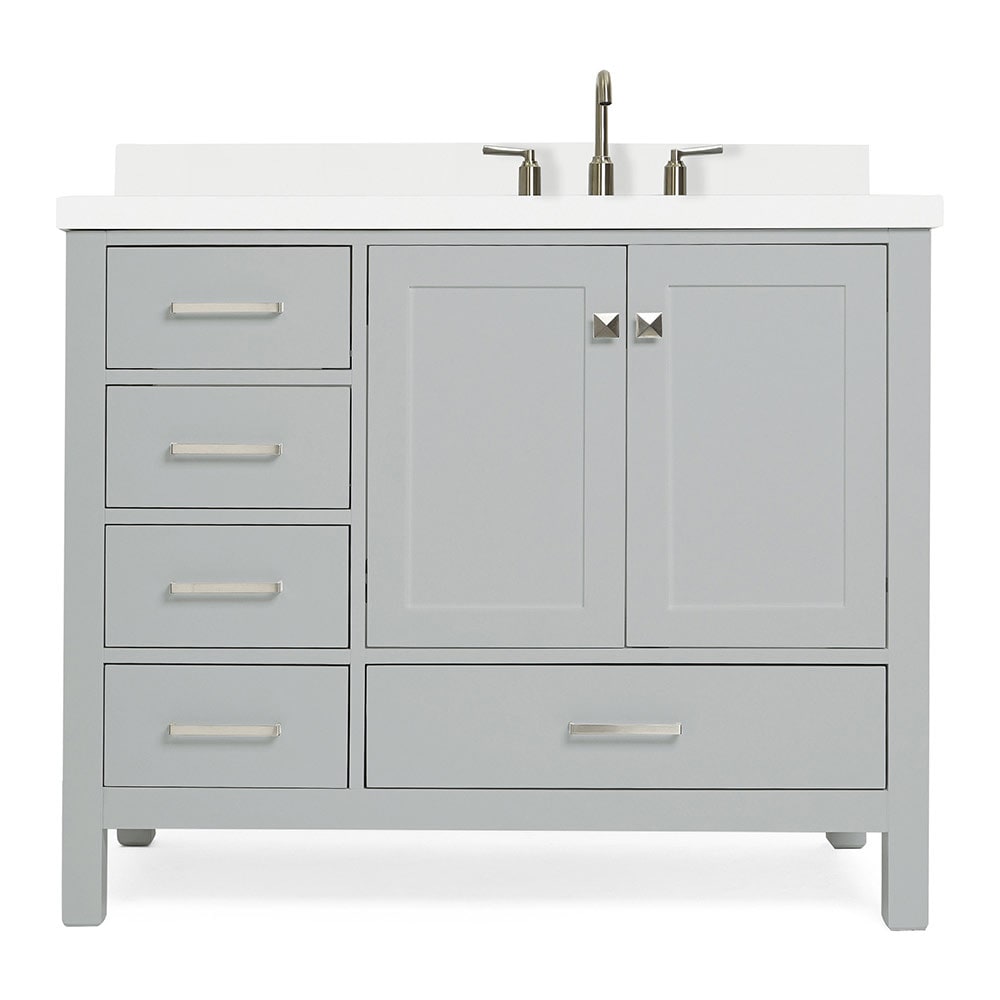 ariel cambridge 43-in grey undermount single sink bathroom vanity with pure  white quartz top