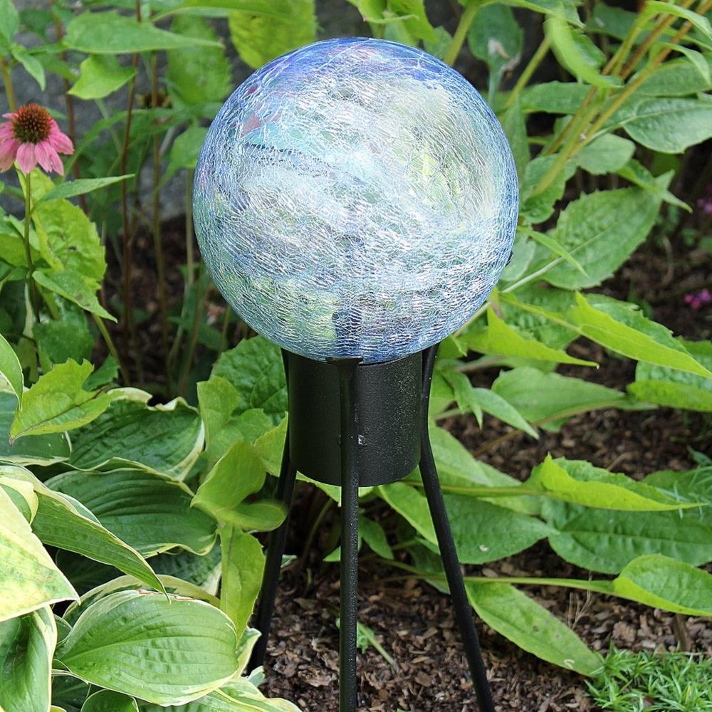 6" Blue Crackle Glass Garden Gazing Globe