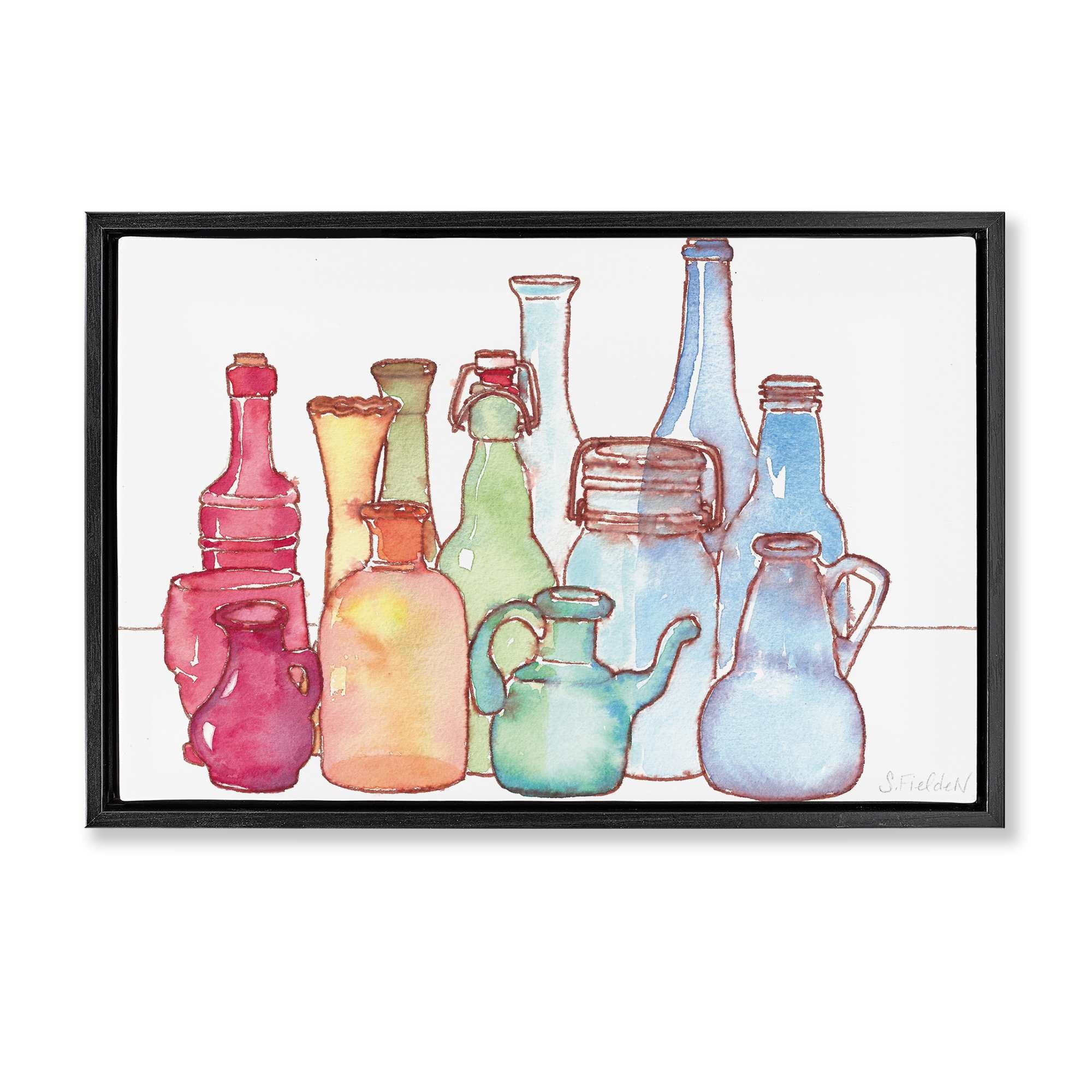 Stupell Industries BS-579-FFB-16X24 Colorful Vases Collection Black Framed Floater Canvas Wall Art By Stephanie Fielden 25 x 17