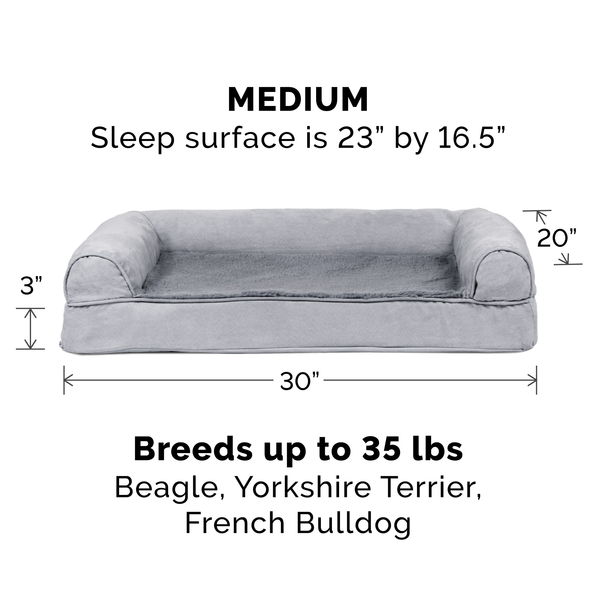 Gray Medium Orthopedic Foam Elevated Pet Sofa Bed