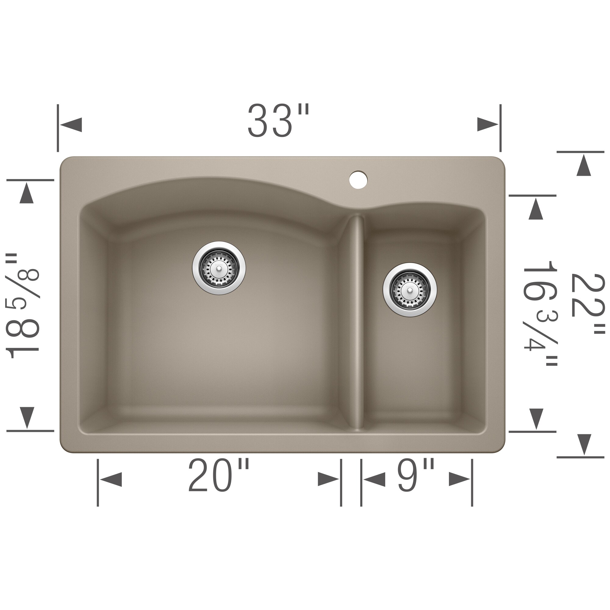 Blanco Diamond Silgranit Dual Mount 33 In X 22 In Truffle Granite