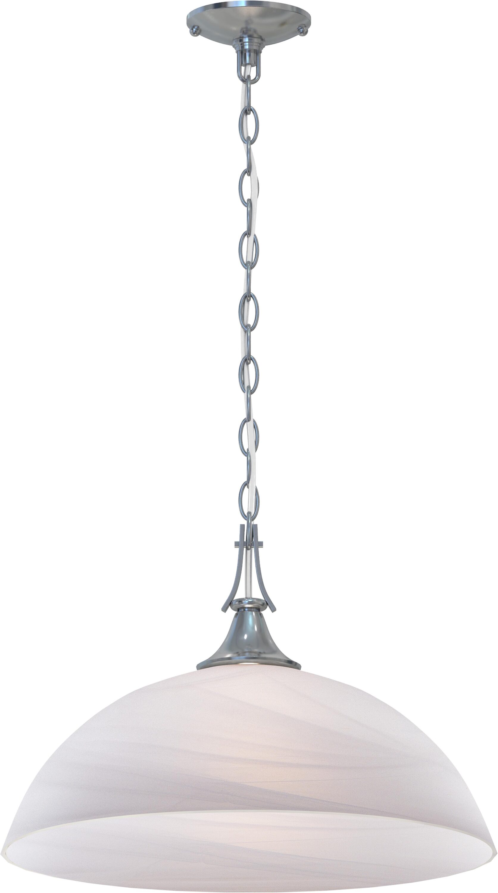 Durango Traditional Brushed Nickel Bowl Pendant with Alabaster Glass