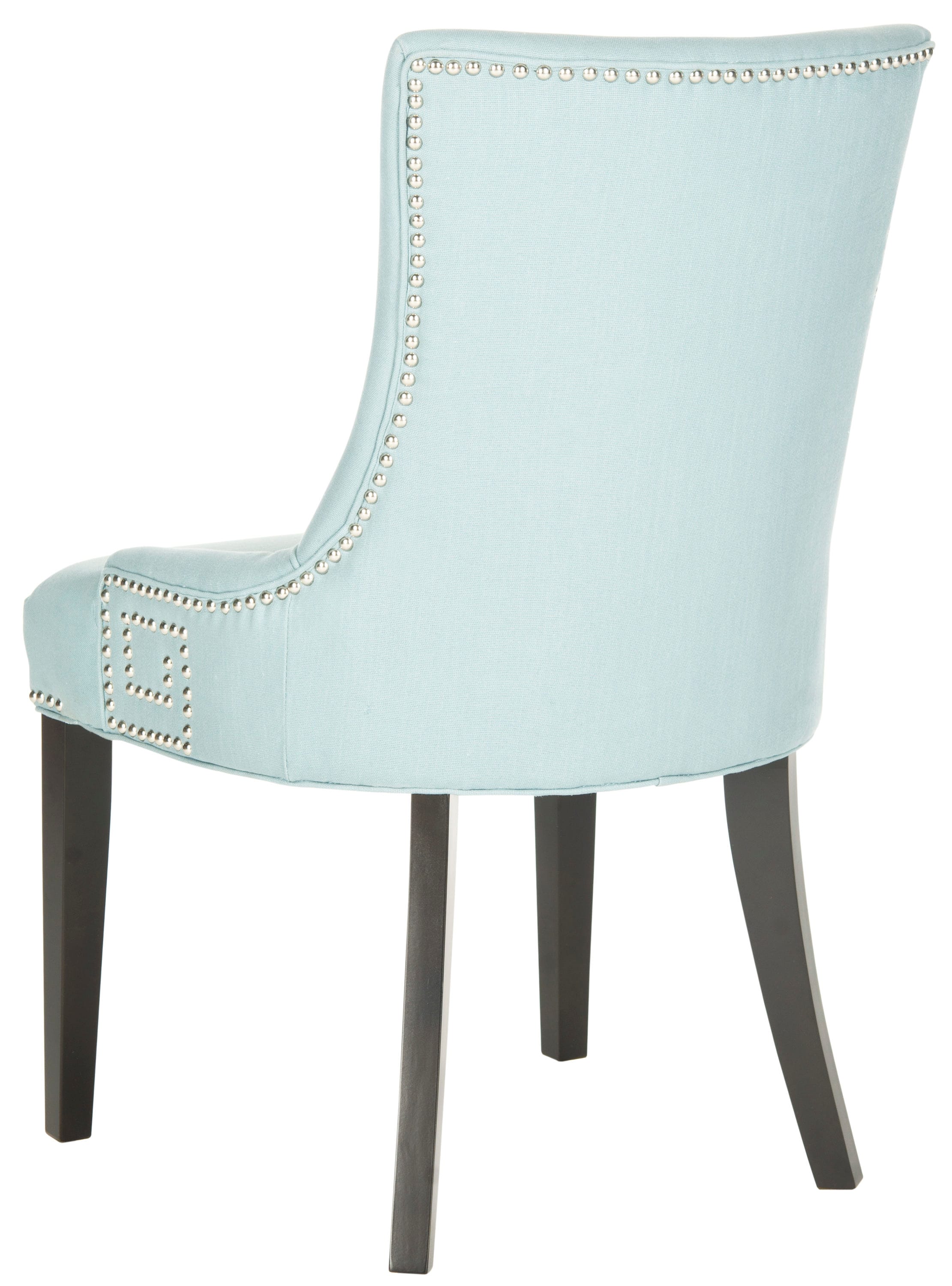 Transitional Parsons Side Chair in Light Blue Linen and Wood