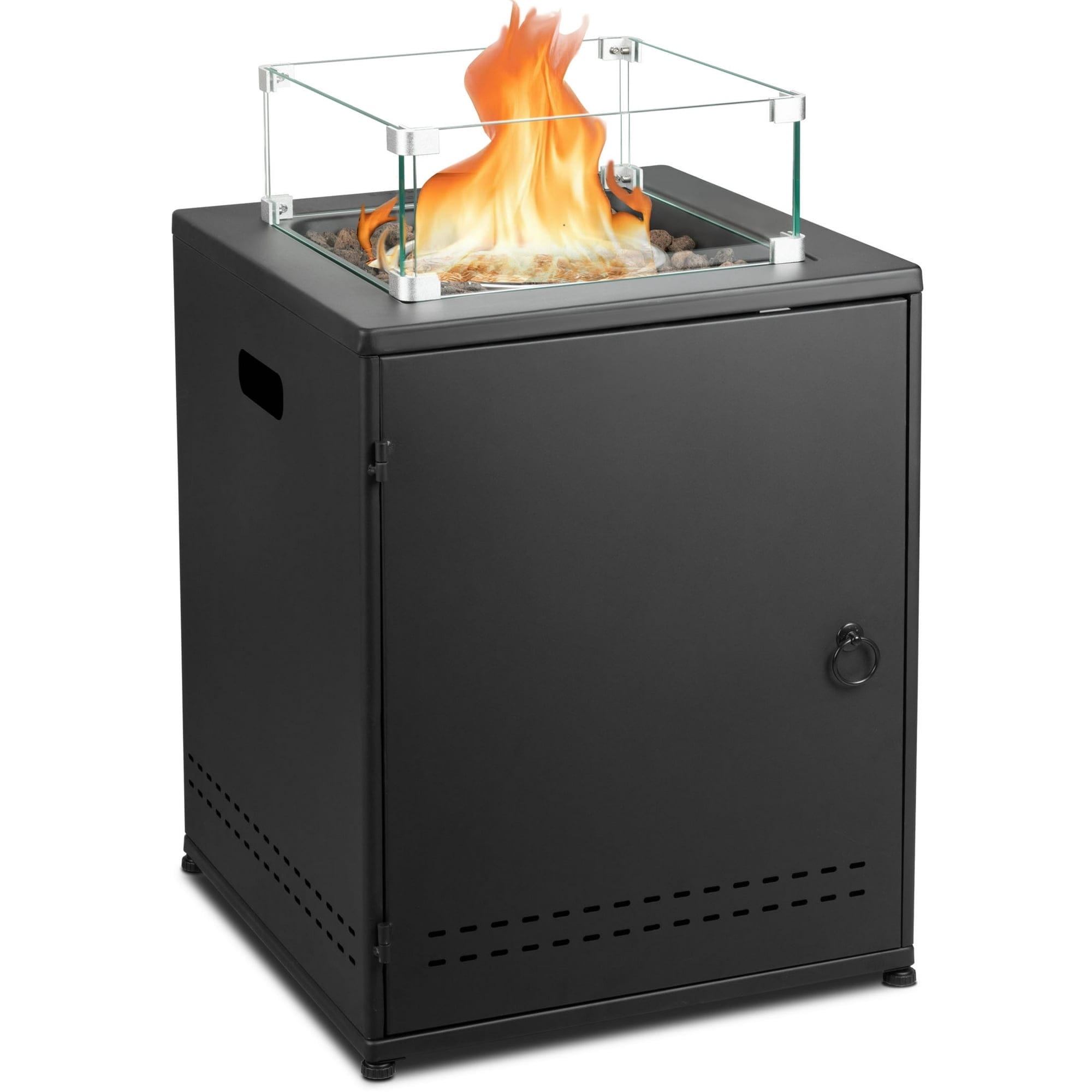COWSAR LS46S22B 19.69-in W Black Stainless steel Square Liquid propane Fire pit