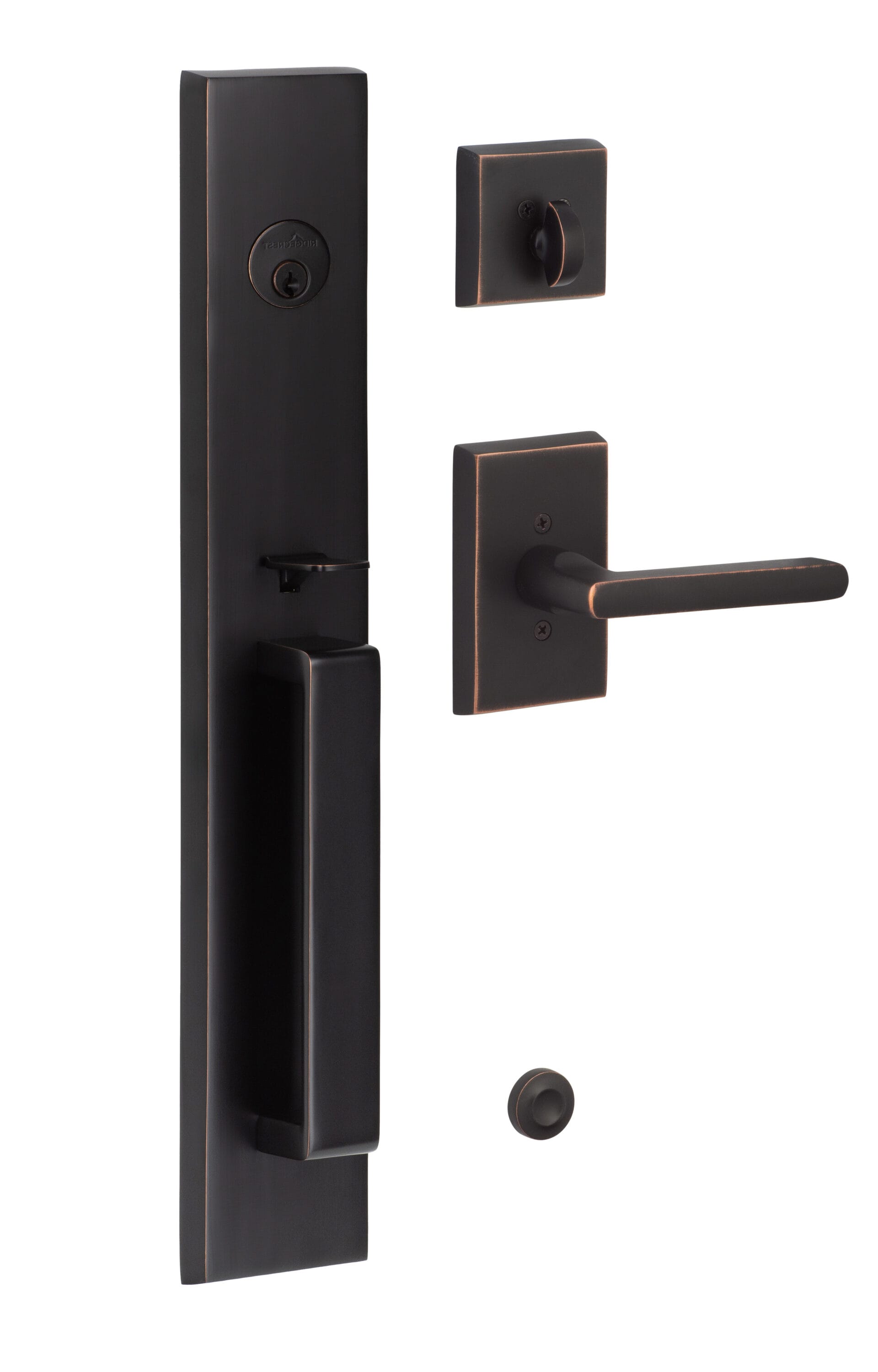 Sure-Loc Hardware VL507-LN 11P Ridgecrest Mountain Vail Vintage Bronze Single-Cylinder Deadbolt Keyed entry door handleset with Taper Lever