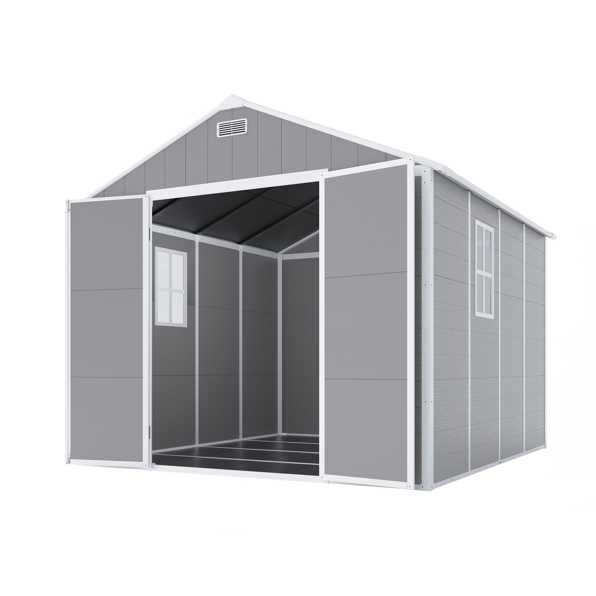 Maocao Hoom - 7.15-ft x 8.26-ft Gray Gable Roof Plastic Resin Storage Shed