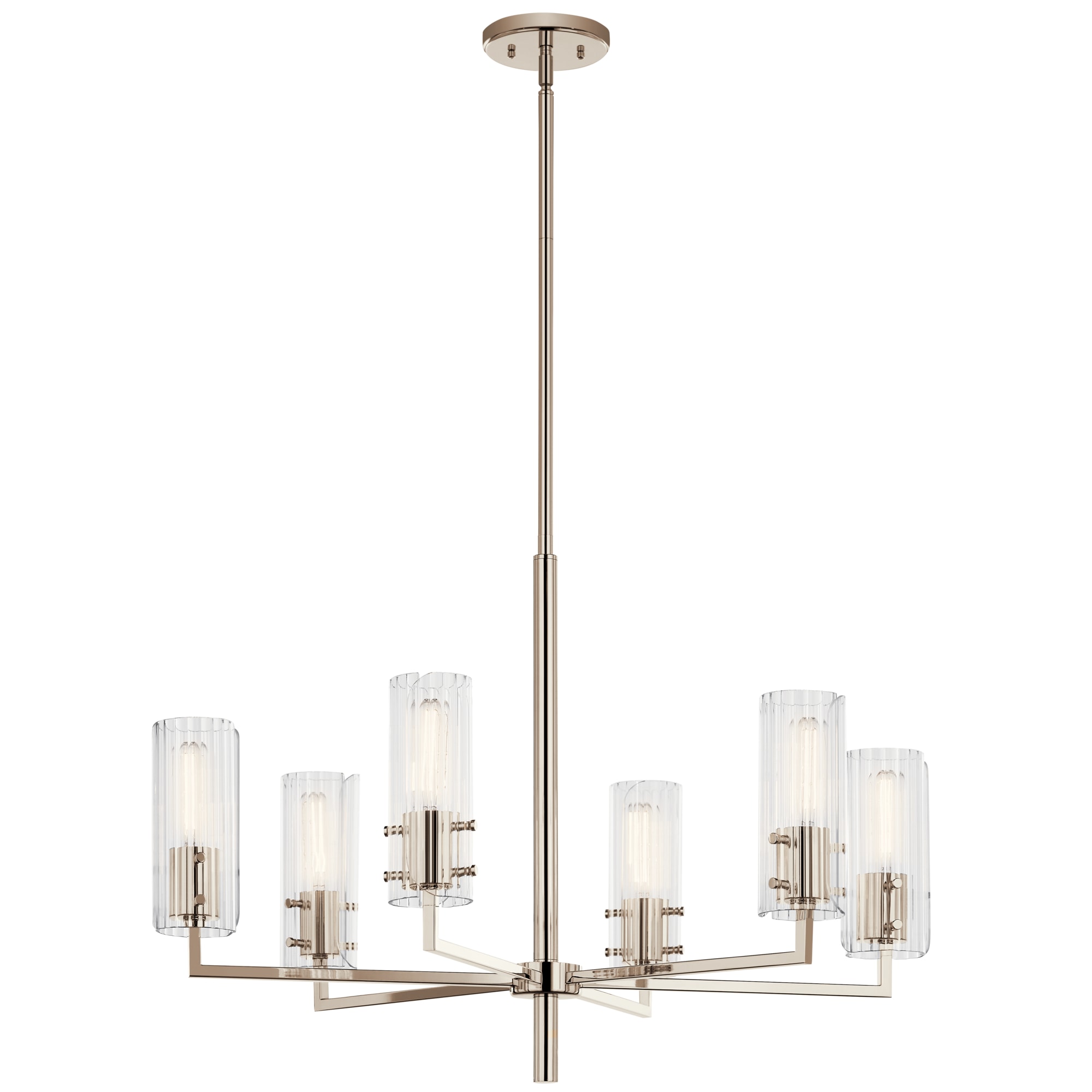 Kichler 52679PN Velestino 6 -Light Polished Nickel Modern/contemporary For Use in Bedrooms, Dining Rooms, Foyers, Kitchens, Living Rooms Chandelier