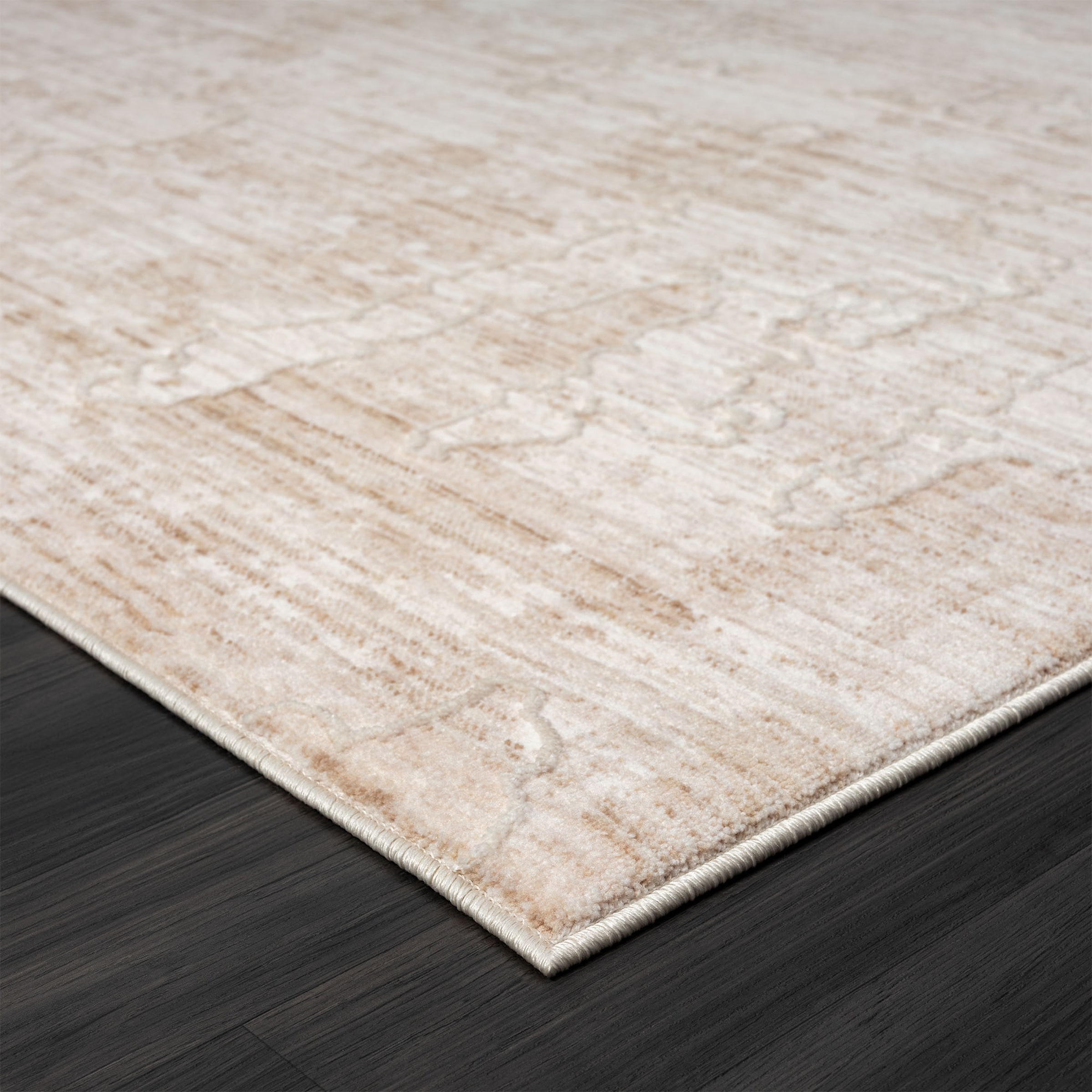 Ivory Abstract Polyester Blend 4' x 6' Area Rug