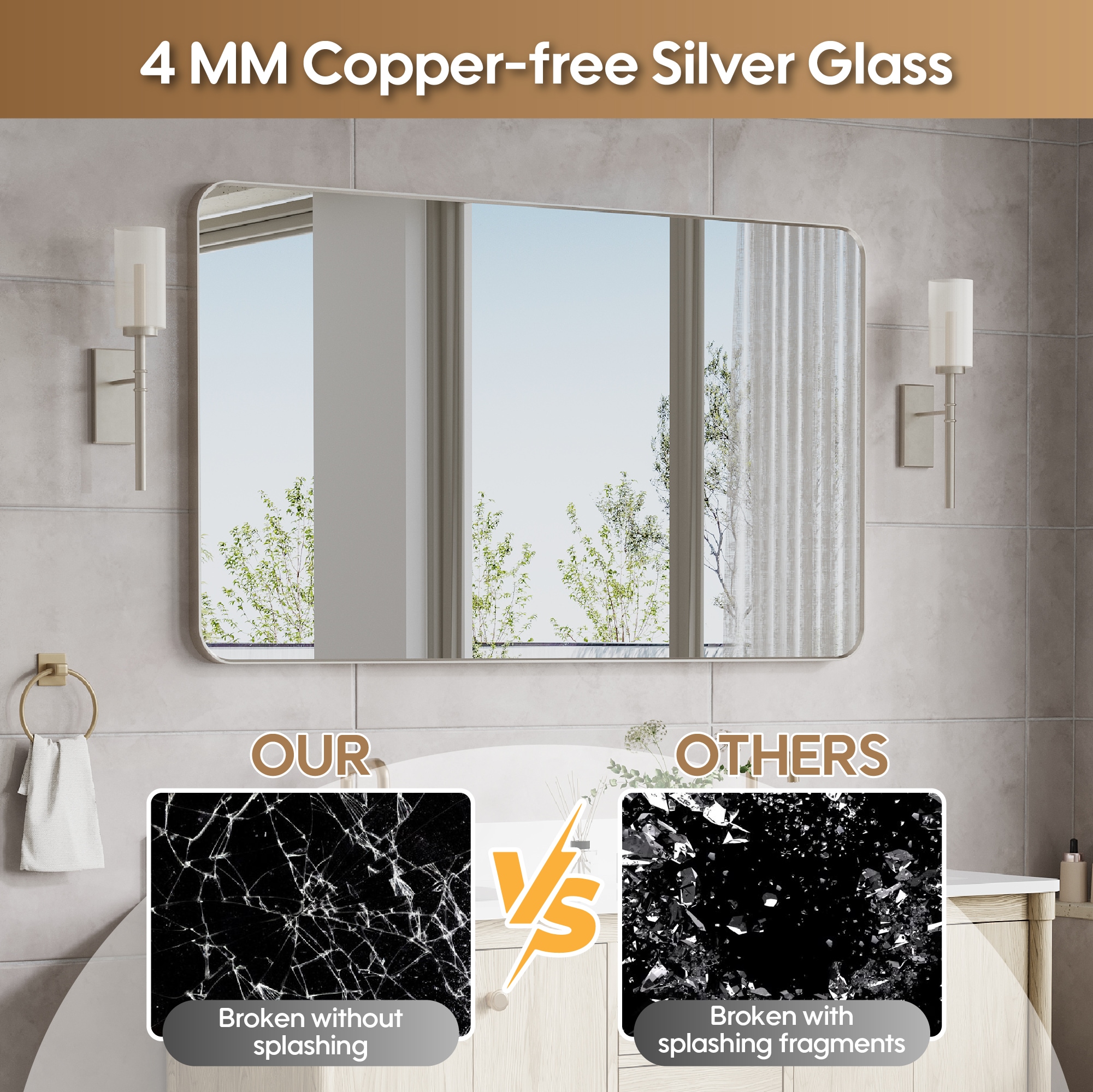 WELLFOR EX-2436FLS Framed-Bath-Mirrors - View #4