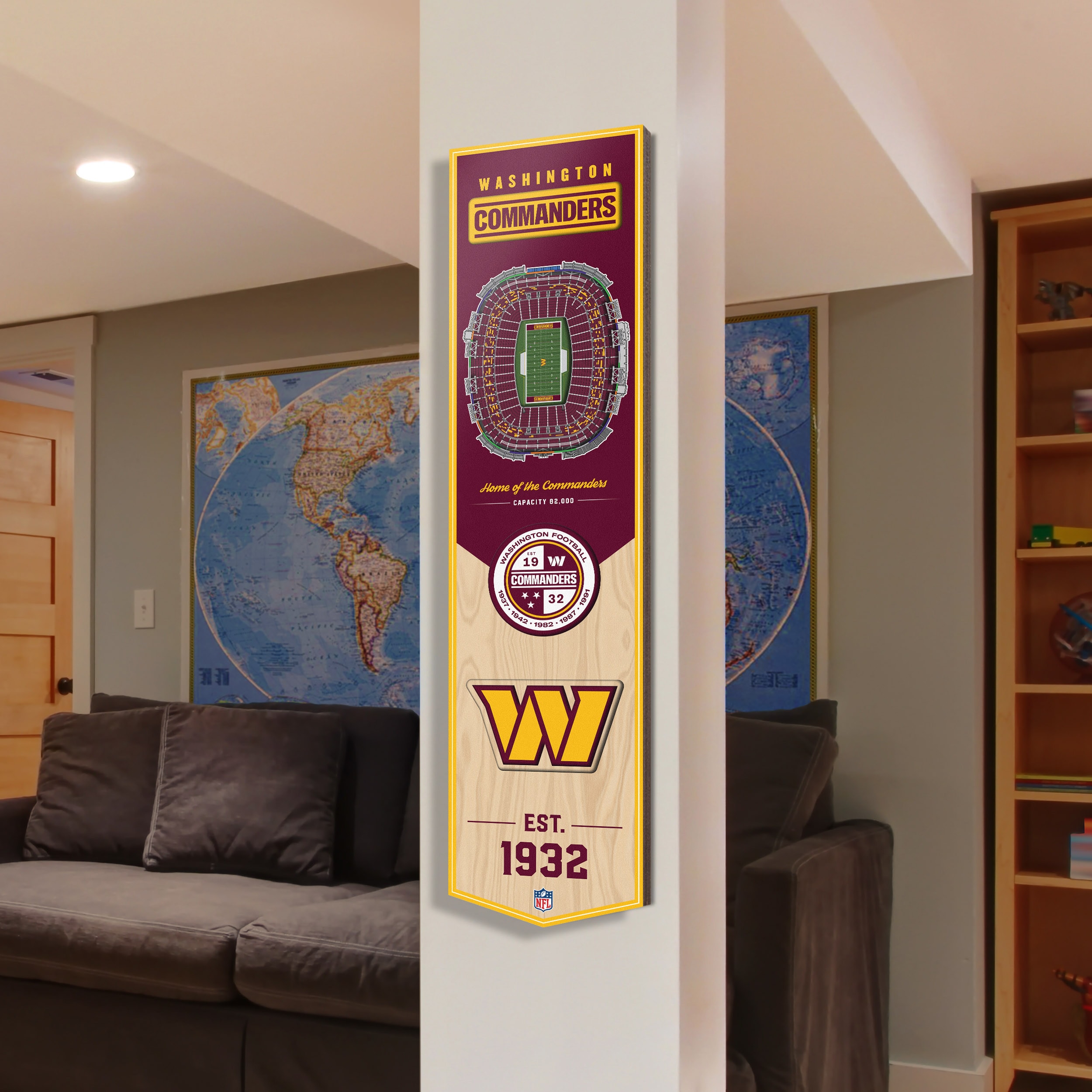 StadiumViews Washington Commanders Youthefan Team Colors Floater Frame  32-in H x 8-in W Sports 3D Art in the Wall Art department at