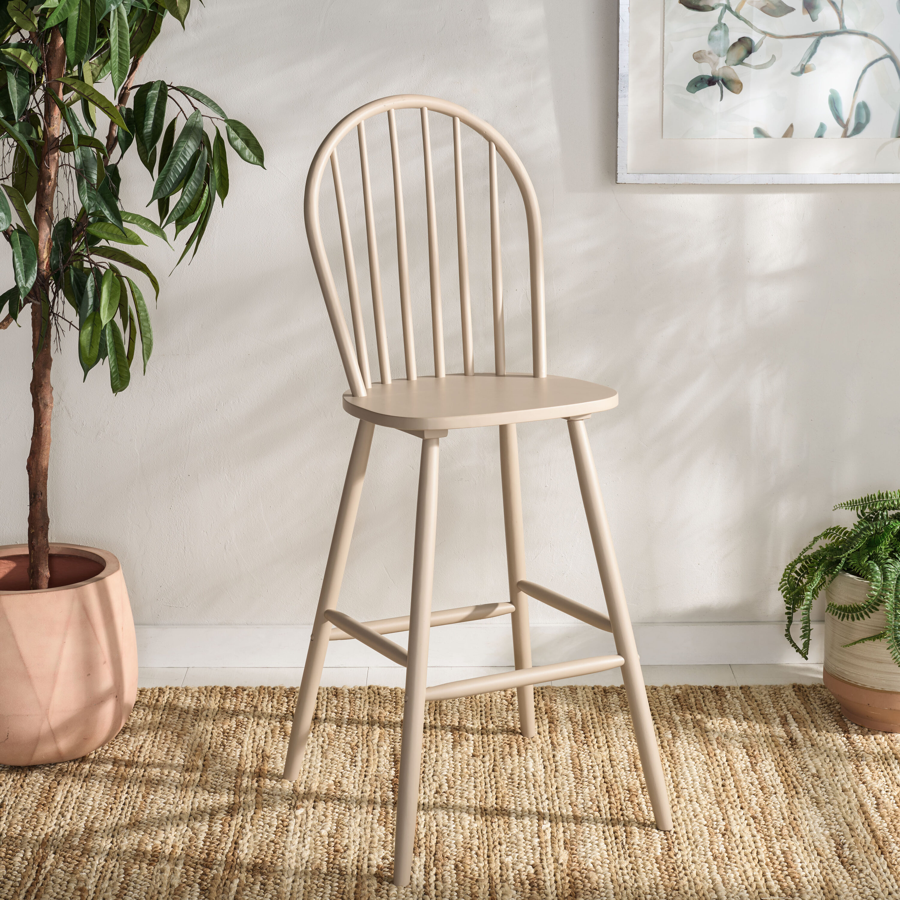 Safavieh - Khaki 29.5-in H Tall Wood Bar Stool