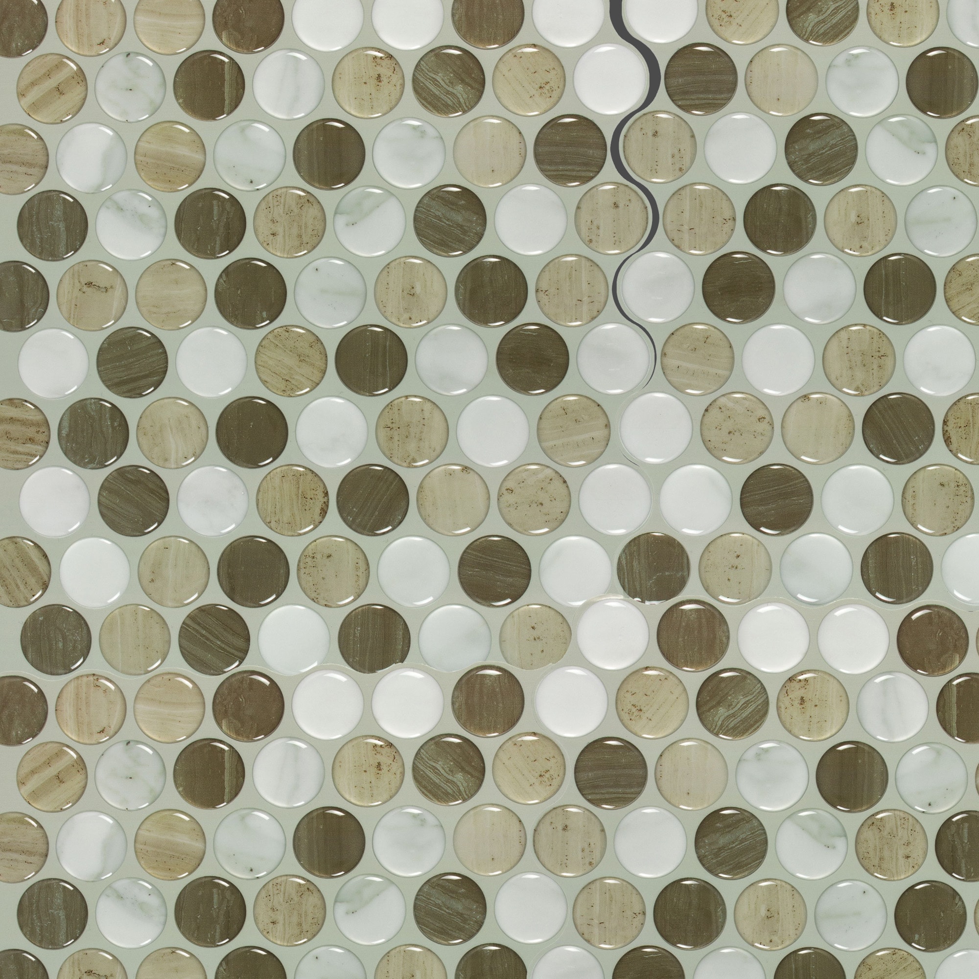 Peel&Stick Mosaics PS112PEEL1010 ed Stones 10-in x 10-in Glossy Composite Stone Look Round Mosaic Wall Tile (0.65-sq. ft/ Piece)