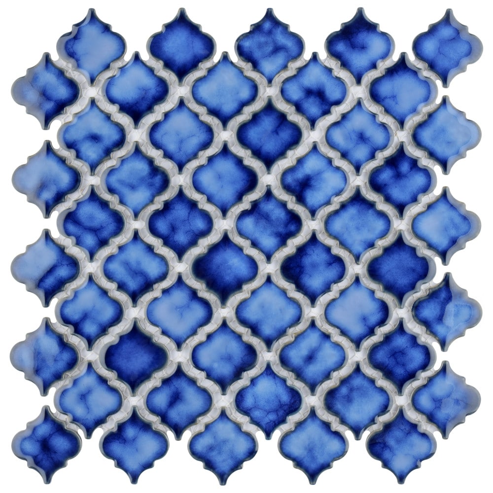 Affinity Tile Hudson Tangier Sapphire 12-in x 13-in Glossy Porcelain Stone look Arabesque Mosaic Floor and Wall Tile ( 11-sq ft Carton )