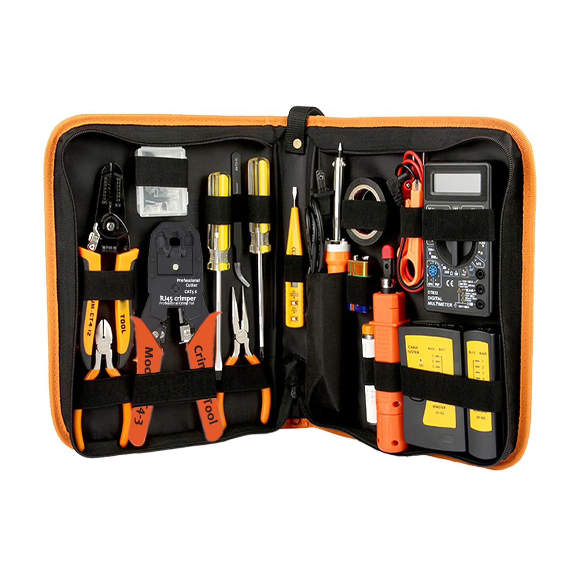 Etokfoks  Kit Network Crimp Tool RJ45 RJ11 RJ12 CAT5 CAT6 Cat5e 8P Professional Crimper Connector Stripper Cutter Tester