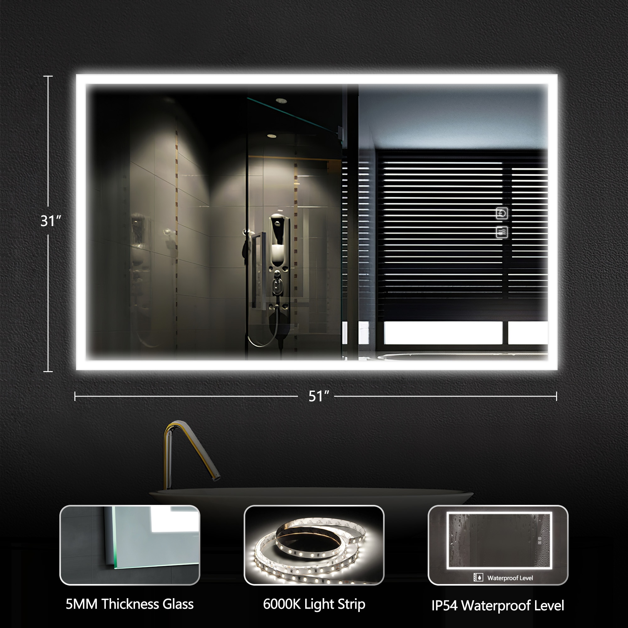 Dovelina LS-A-MR03085 Framed-Bath-Mirrors - View #6