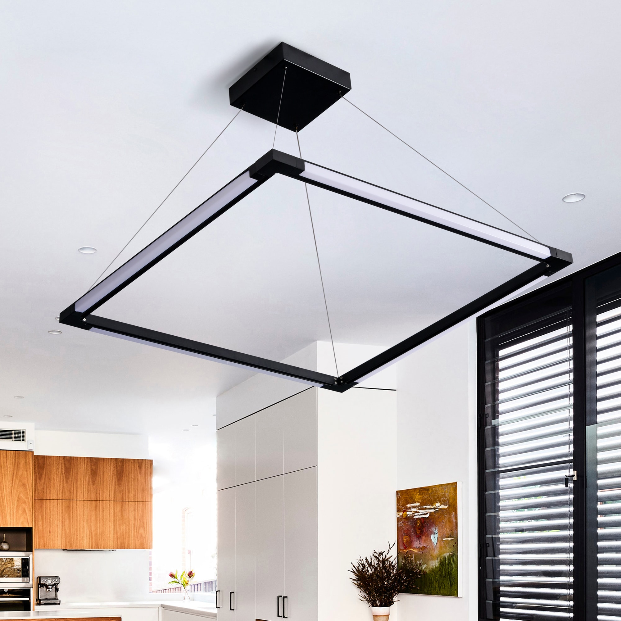 Atria Crystal Black 24" Square LED Adjustable Chandelier