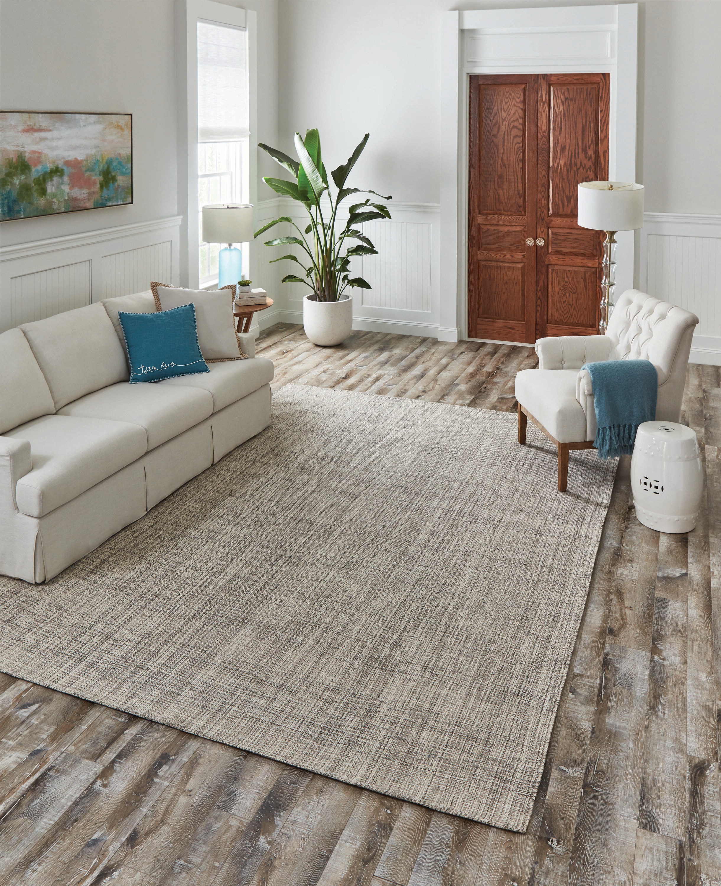 allen + roth Wool 9 x 12 Woven Wool Ivory Gray Indoor Area Rug in the Rugs  department at
