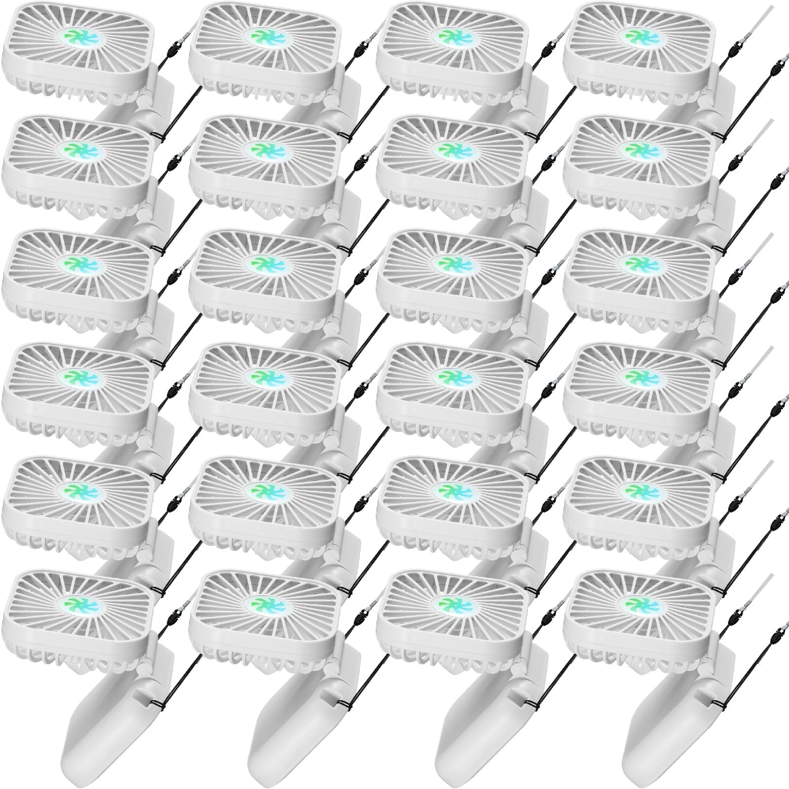 Lukvuzo  24 Pack USB Portable Fans White 3 Speed 180 Degree Foldable Head Neck Desk Handheld Cooling Pocket Size 5.9 Inch for Office Travel