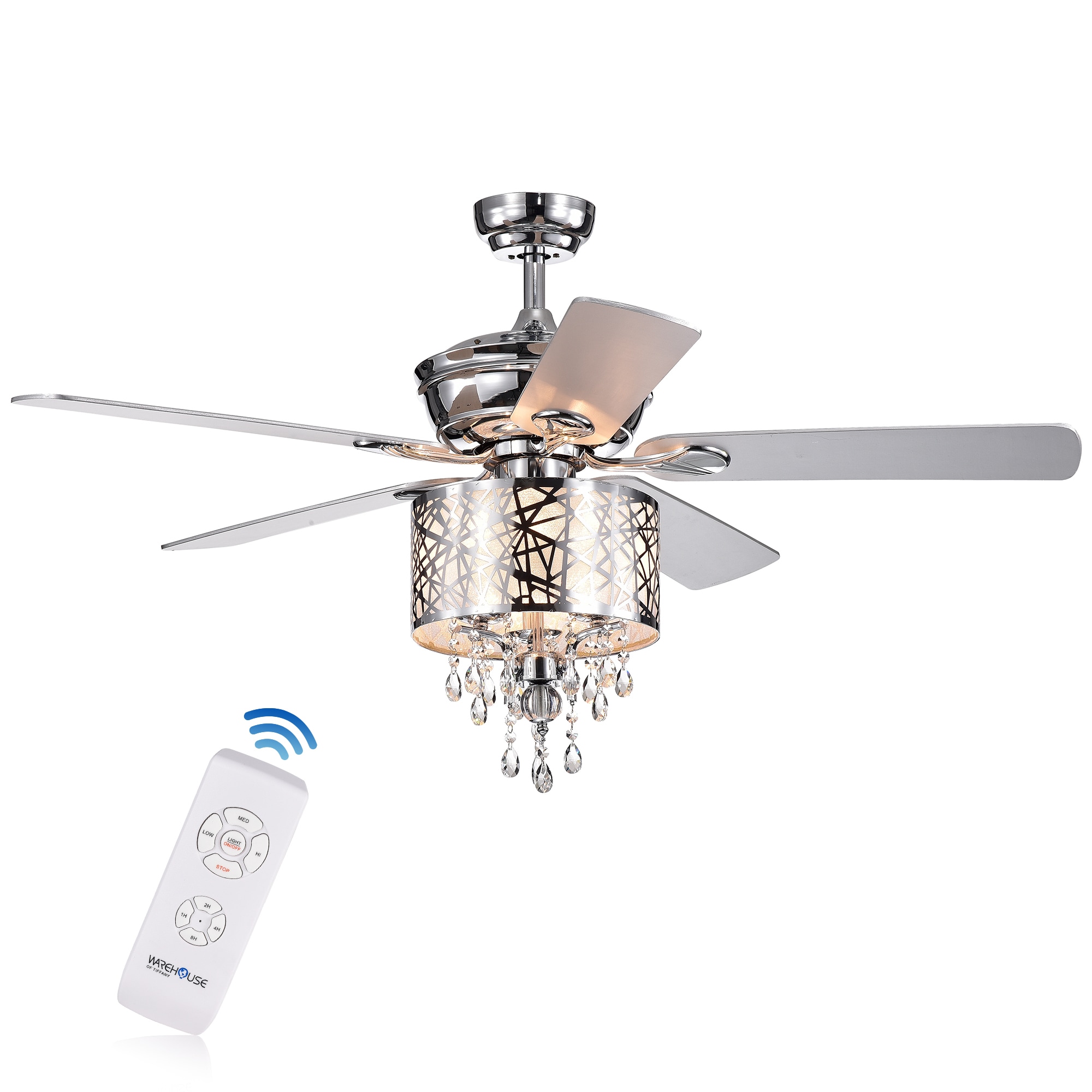 Home Accessories Inc CFL-8335REMO 52-in Chrome Indoor Ceiling Fan with Light and Remote (5-Blade)