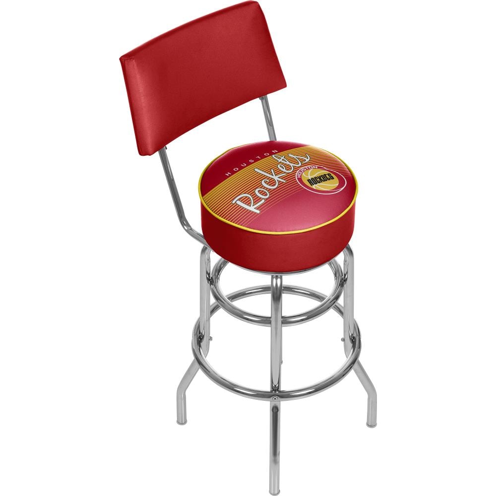 Trademark Gameroom NBA1100HC-HR Houston Rockets Bar Stools with Backs Chrome Bar height Swivel Metal Bar Stool Back