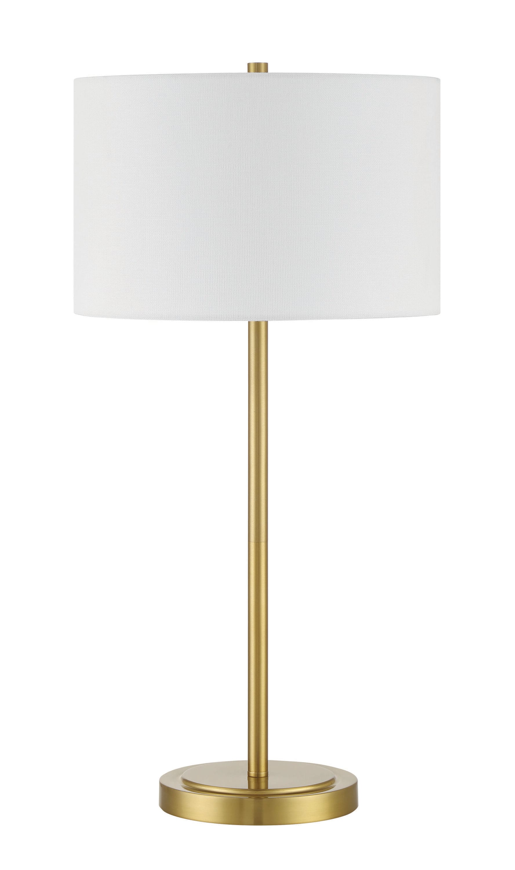 Jones 27-in Satin Brass Rotary socket Table Lamp with Fabric Shade