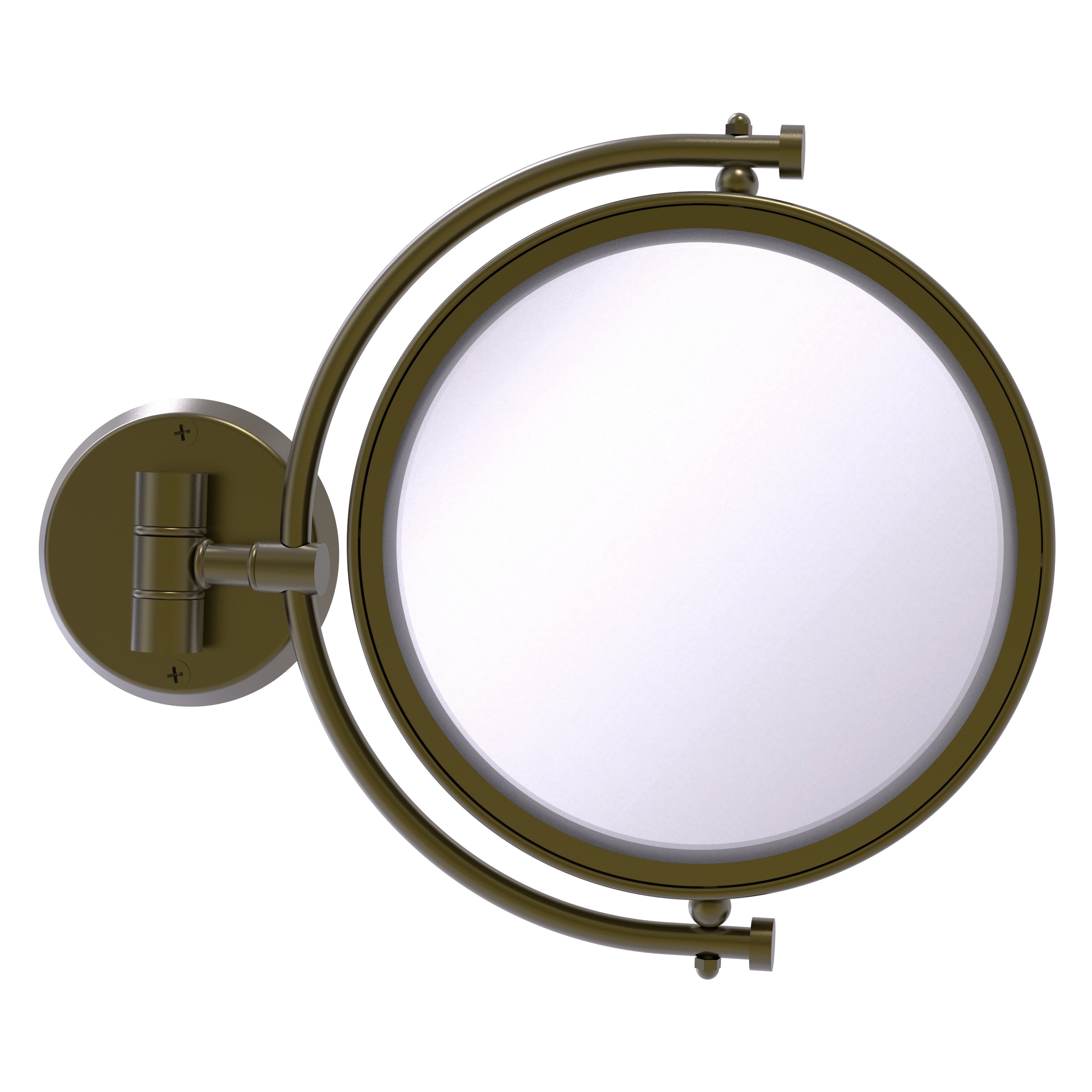 8-in x 10-in Antique Gold Double-sided 3X Magnifying Wall-mounted Vanity Mirror | - Allied Brass WM-4/3X-ABR