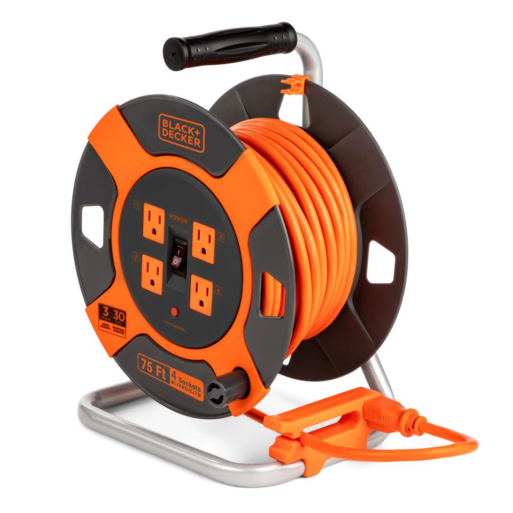 Link2Home Cord Reel Extension Cord 4 Power Outlets (80 Feet)