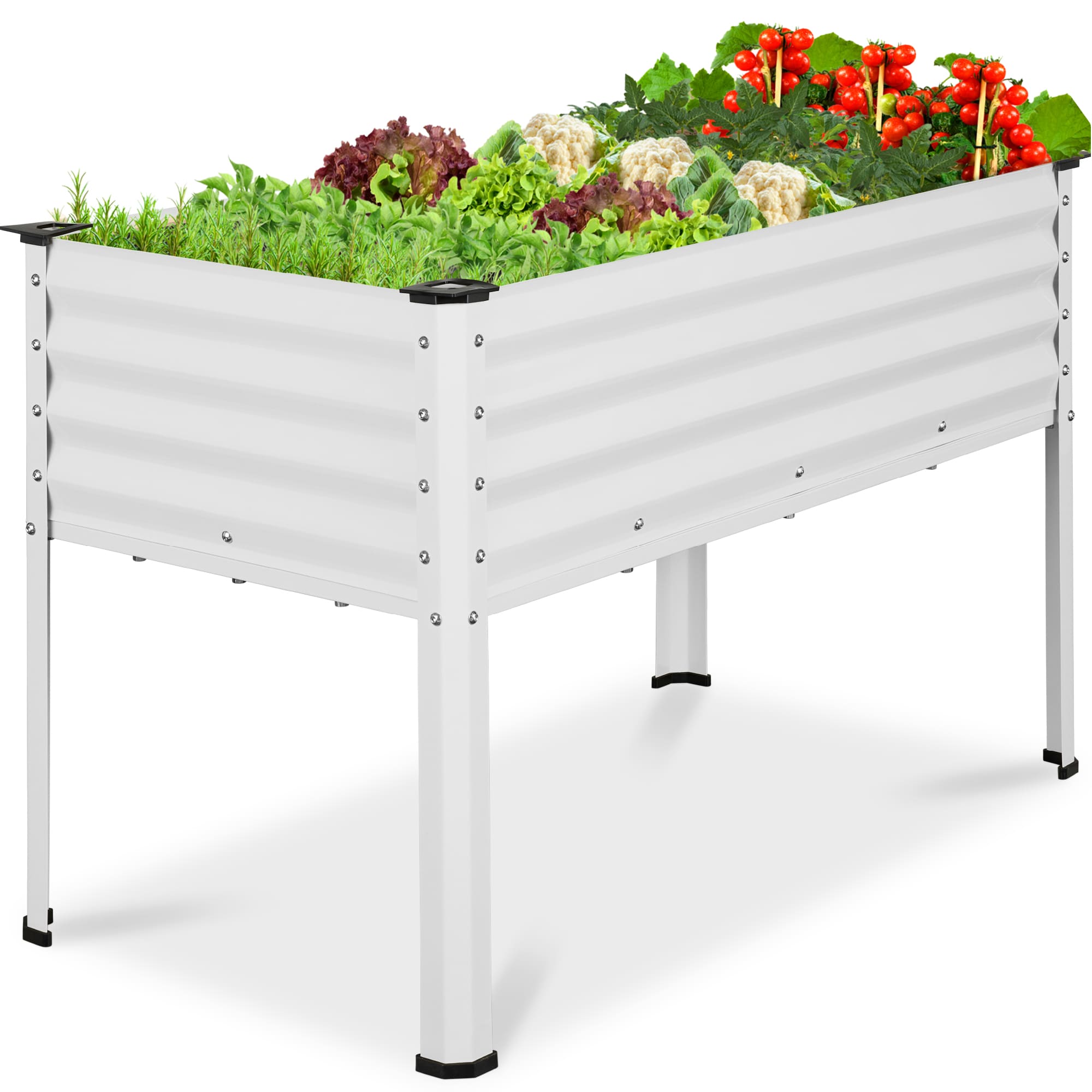 Best Choice Products 48x24x30in Elevated Galvanized Metal Garden Bed w/ Corner Protectors - White #SKY8712