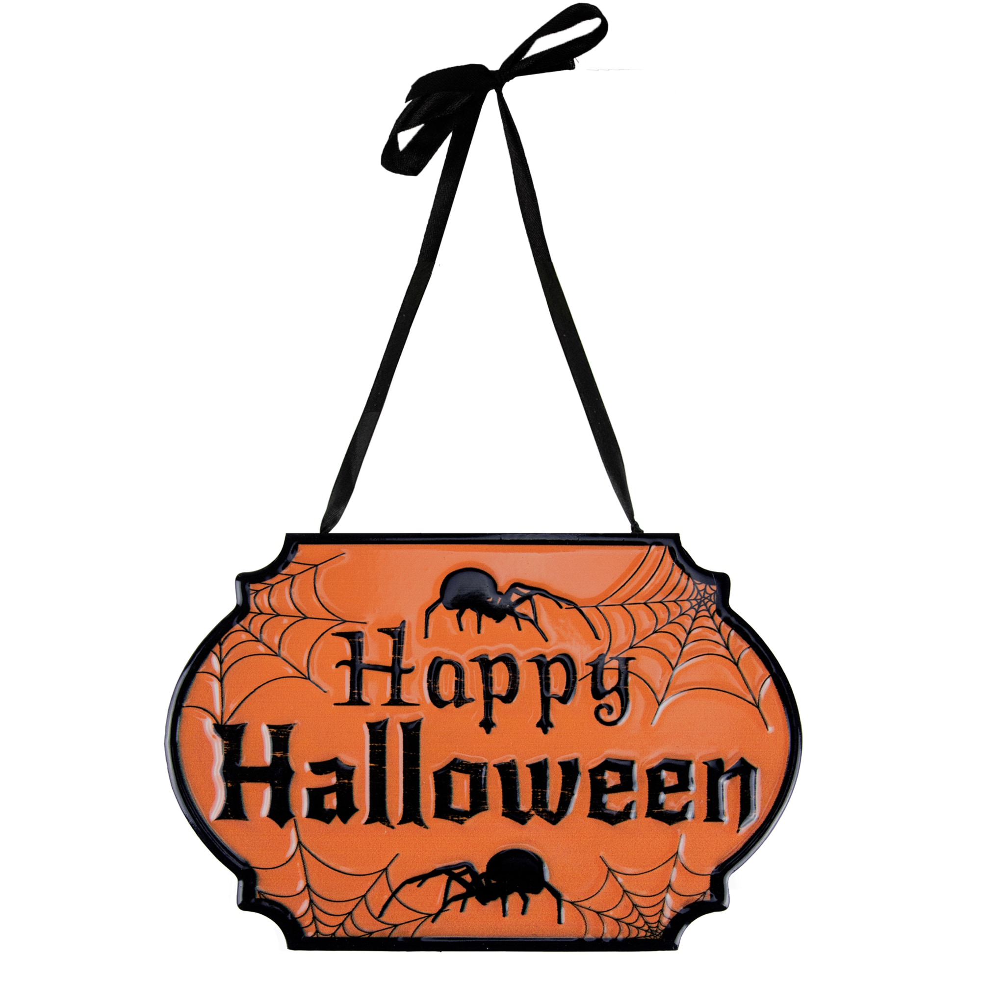 Northlight 6.5-in Happy Halloween Metal Wall Plaque - Orange with ...