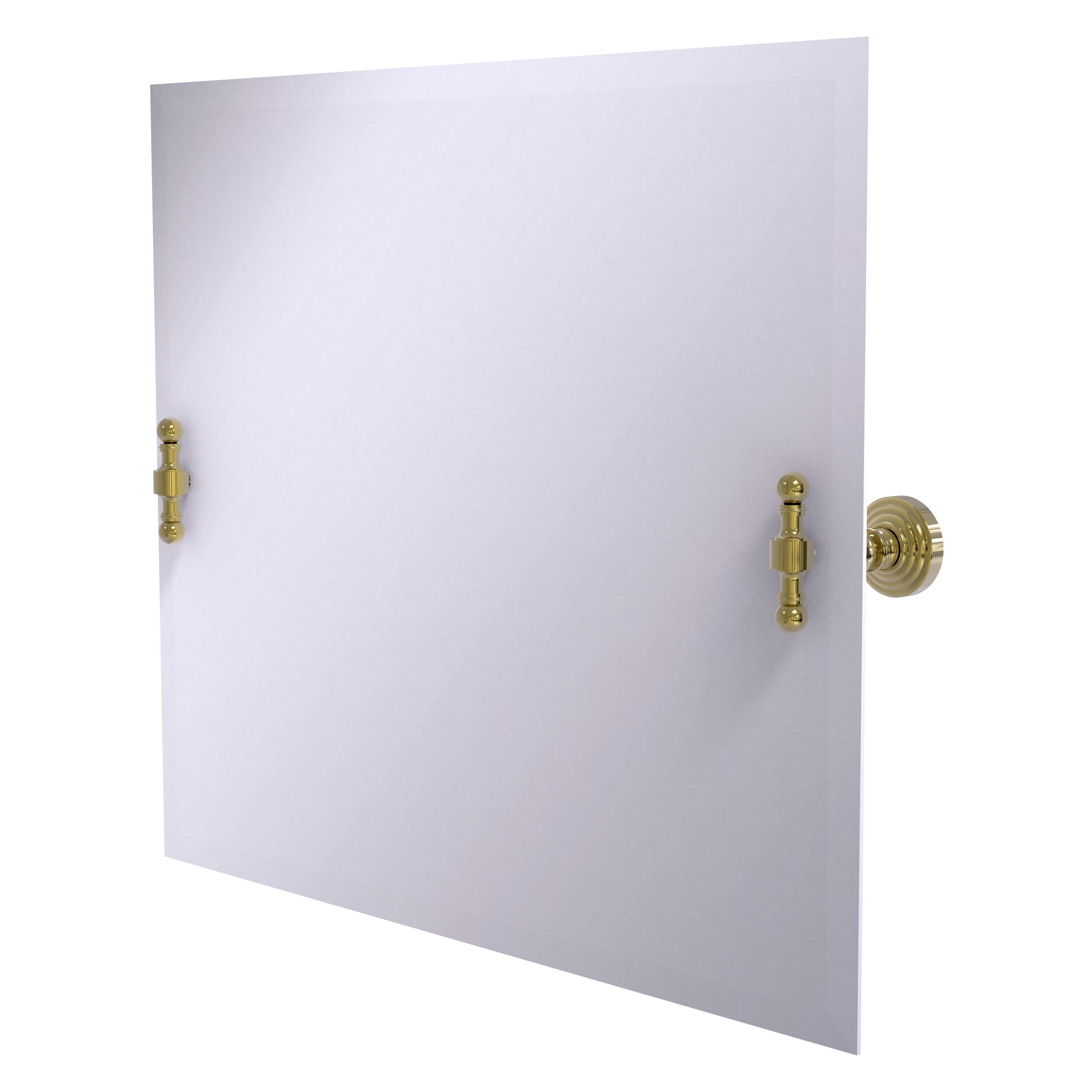 Allied Brass RW-93-UNL Retro Wave 26-Inches x 21-Inches Beveled Frameless Rectangle Tilting Bathroom Vanity Mirror ( Unlacquered Brass )