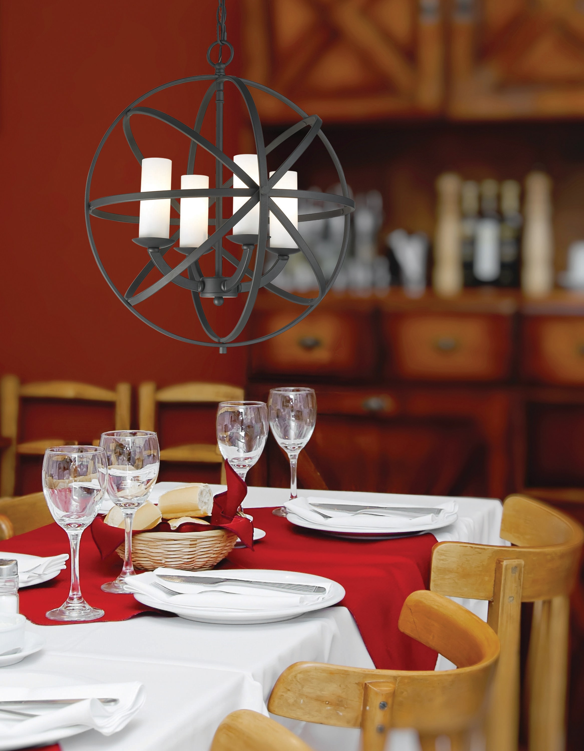 Aranya 4-Light Bronze and Glass Globe Pendant