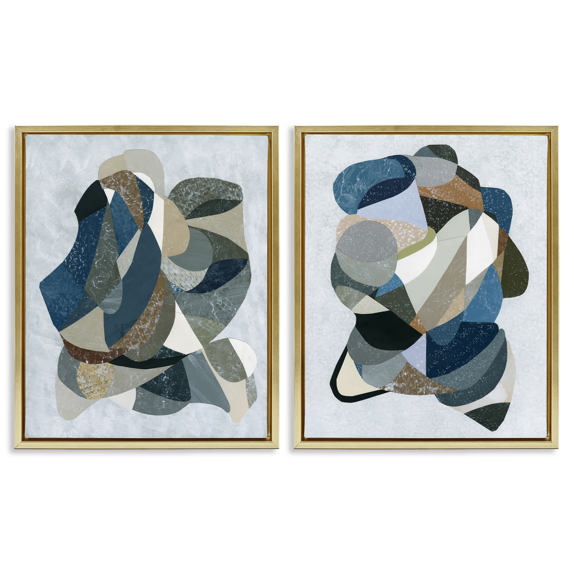 Stupell Industries B2-755-FFG-2PC-16X20 Neutral Geometric Patterns 2 Piece Gold Framed Floater Canvas Set By Coco Good 17 x 21
