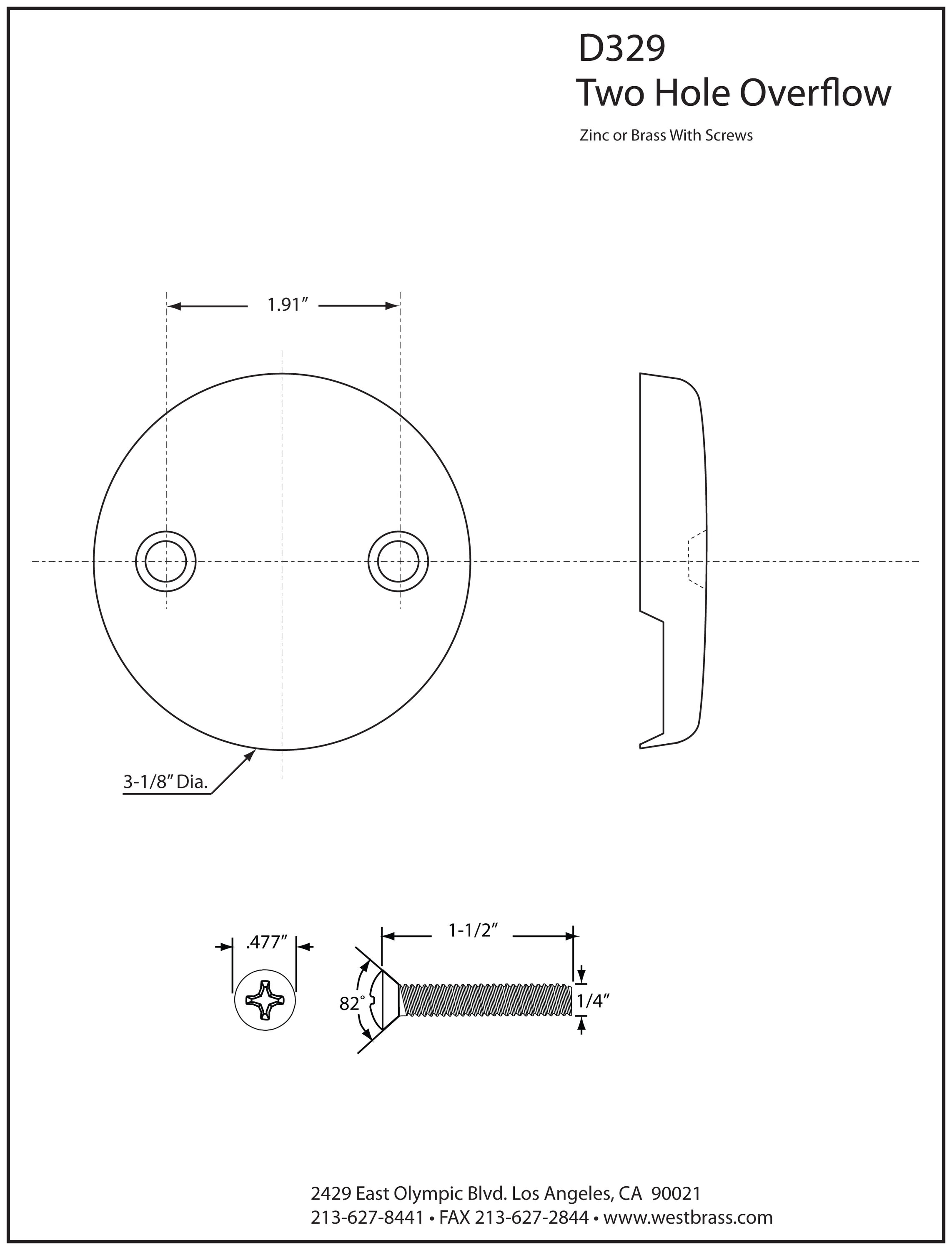 WESTBRASS D329-05 Tub-Drain-Accessories - View #2