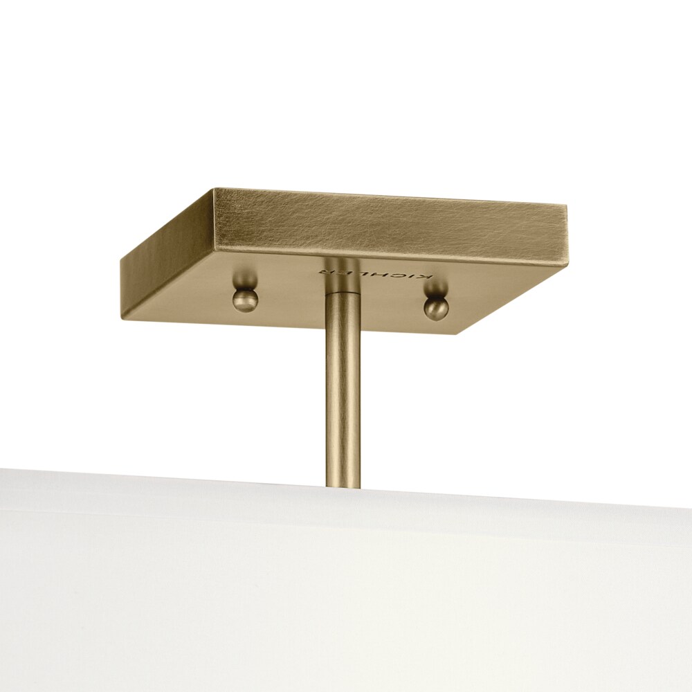 Shailene 14" Natural Brass Semi Flush Ceiling Light with Fabric Shade