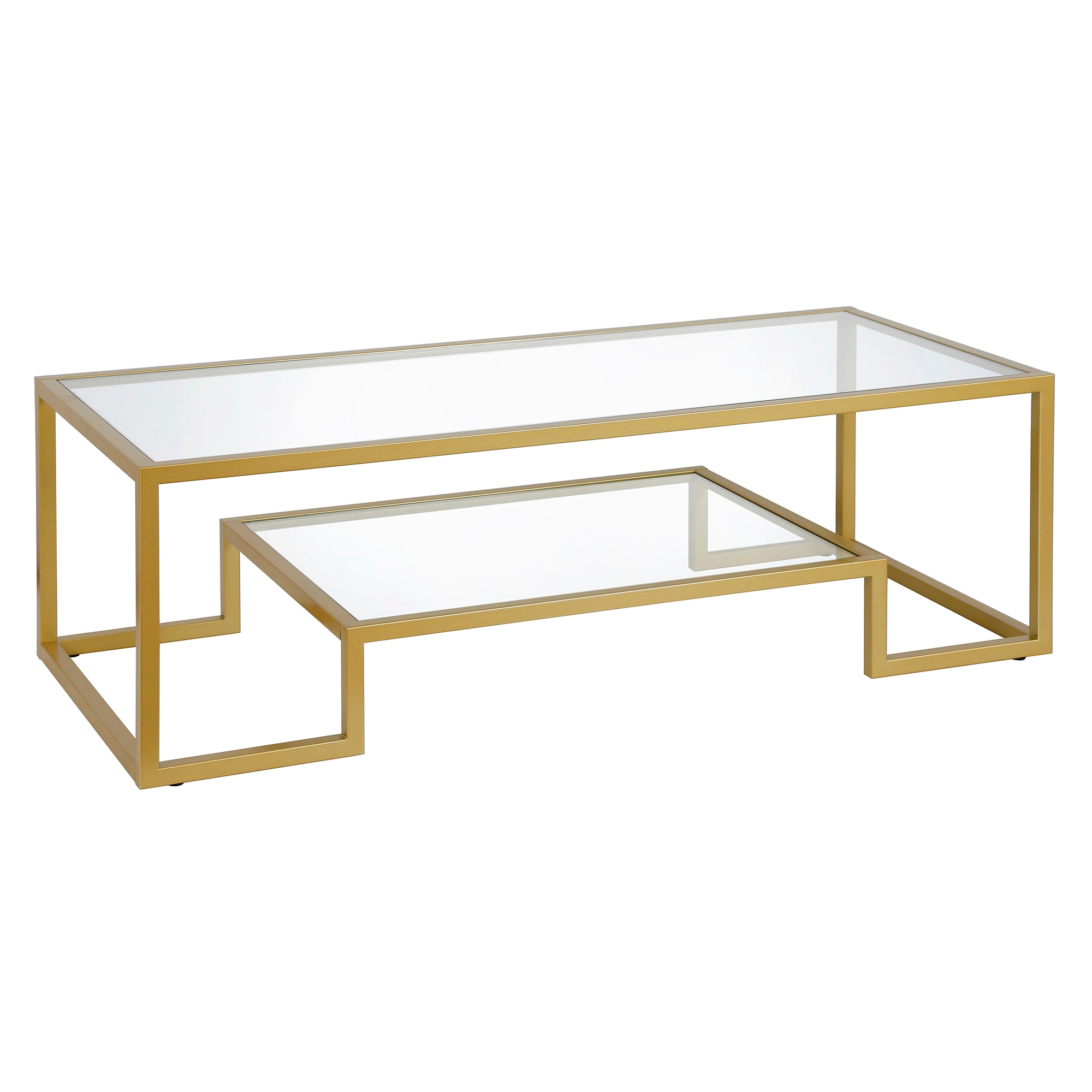 Hailey Home CT0707 Athena Brass Glass Glam Coffee Table