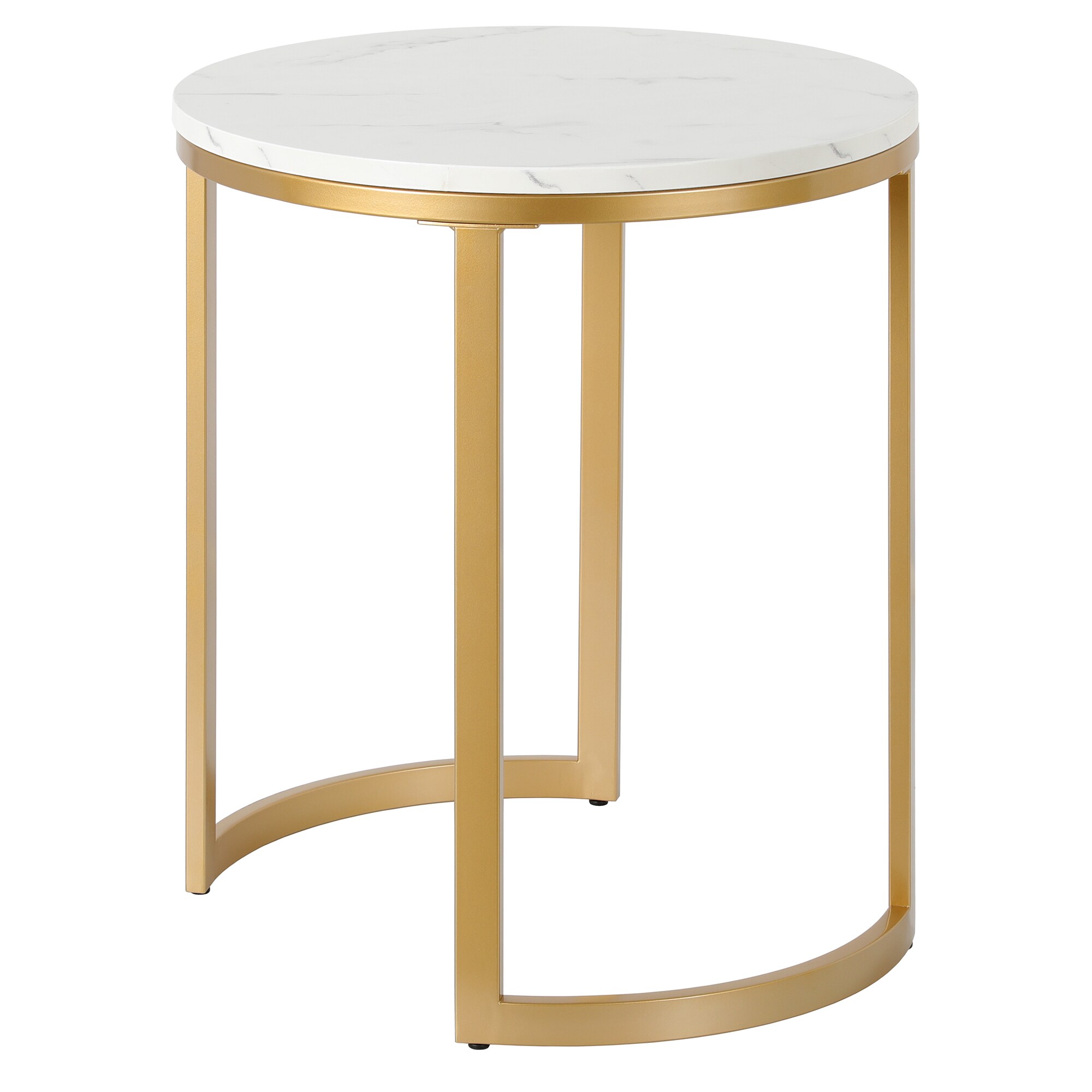 Hailey Home ST1888 20-in W x 24-in H Brass/Faux Marble Faux marble Round Modern End Table Assembly Required
