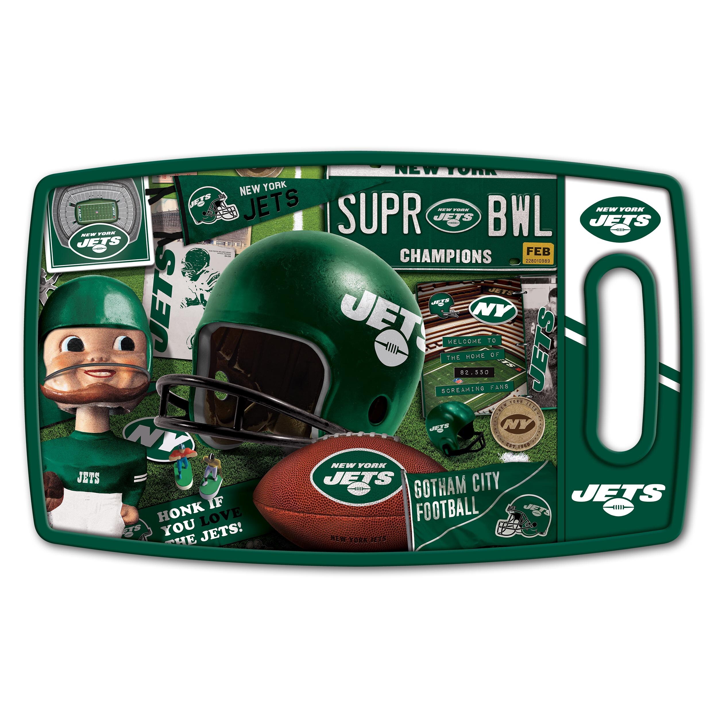 Sportula New York Jets Retro Series Cutting Board 9-in L x 14.5-in W  Plastic Cutting Board in the Cutting Boards department at