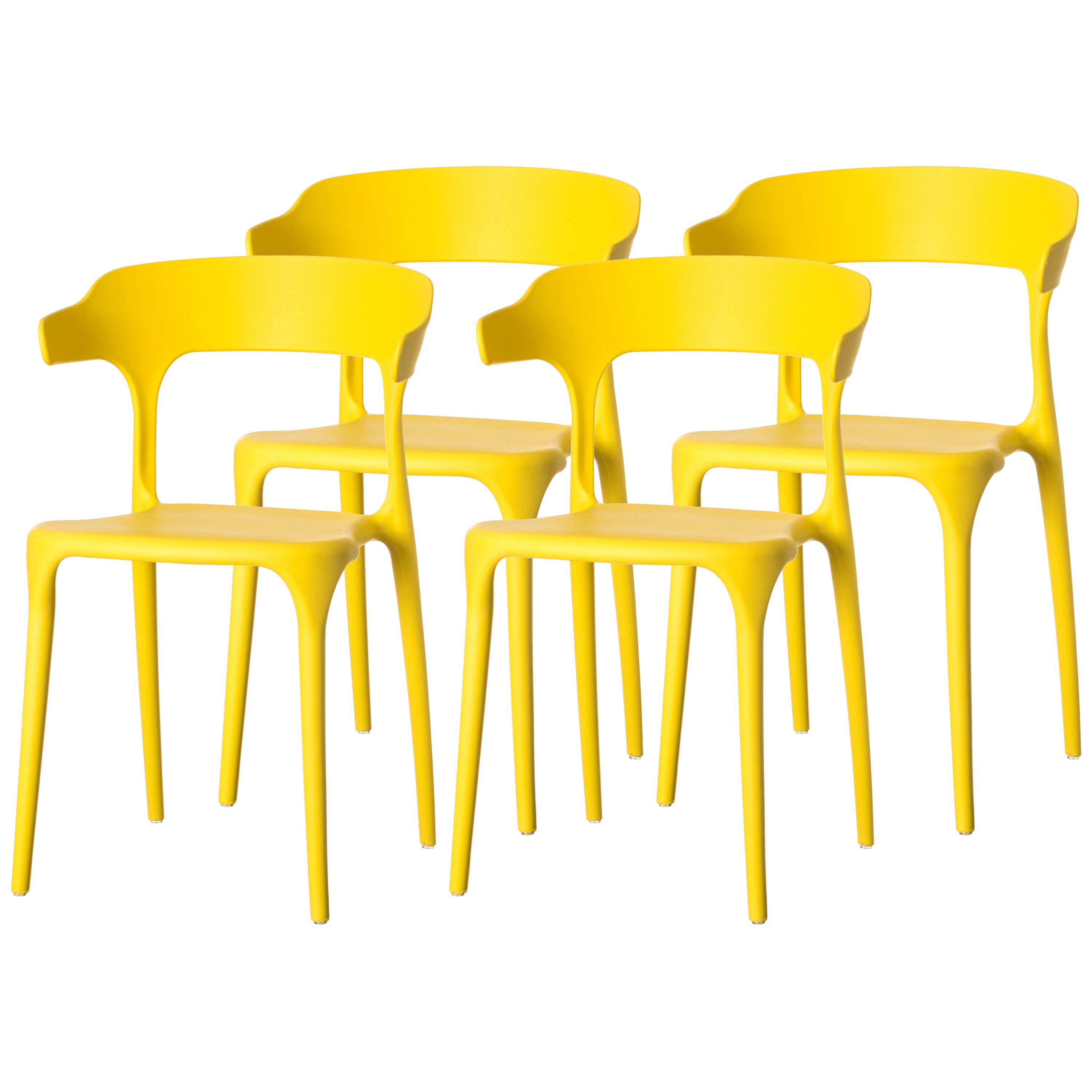 FABULAXE QI004228.YL.4 Set of 4 Contemporary/Modern Dining Side Chair (Plastic Frame)