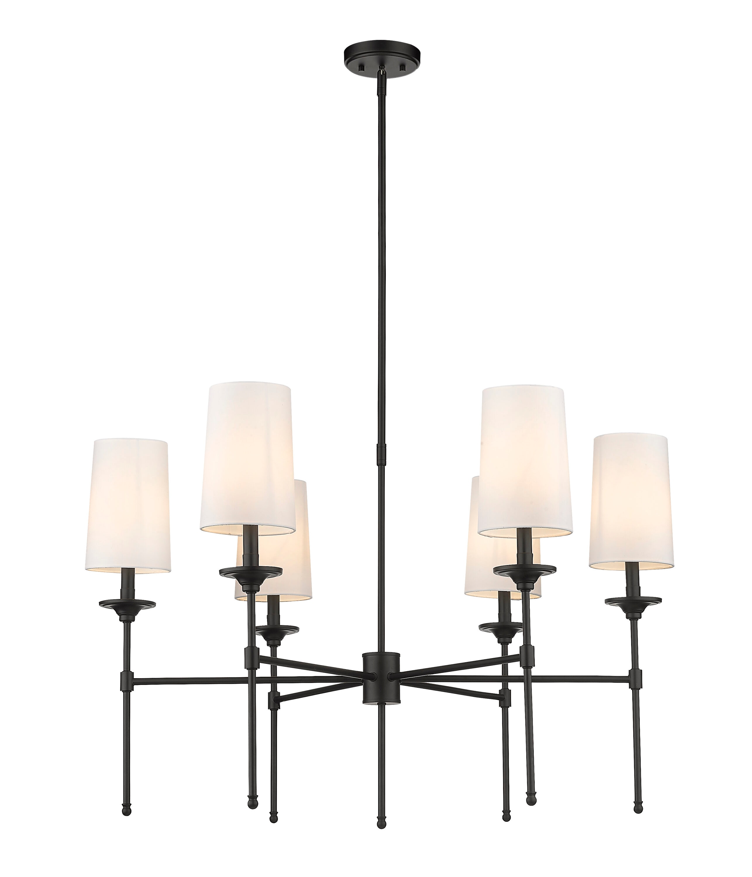 Z-Lite 3033-6MB Emily 6 -Light Matte Black Transitional For Use in Bedrooms, Dining Rooms, Foyers, Kitchens, Living Rooms Chandelier