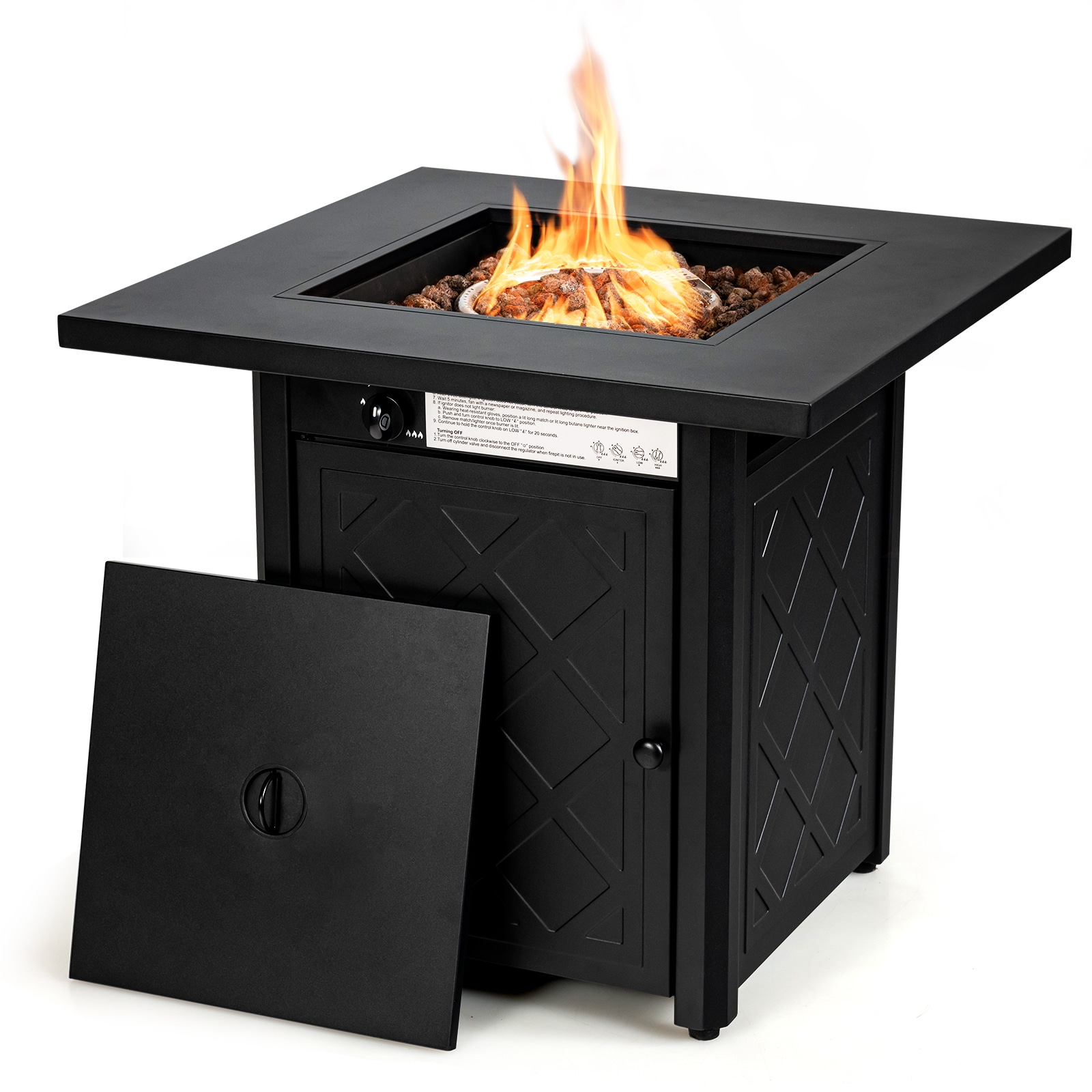  CL211US-BKFP 28-in W Black Steel Rectangle Tabletop Liquid propane Fire pit table