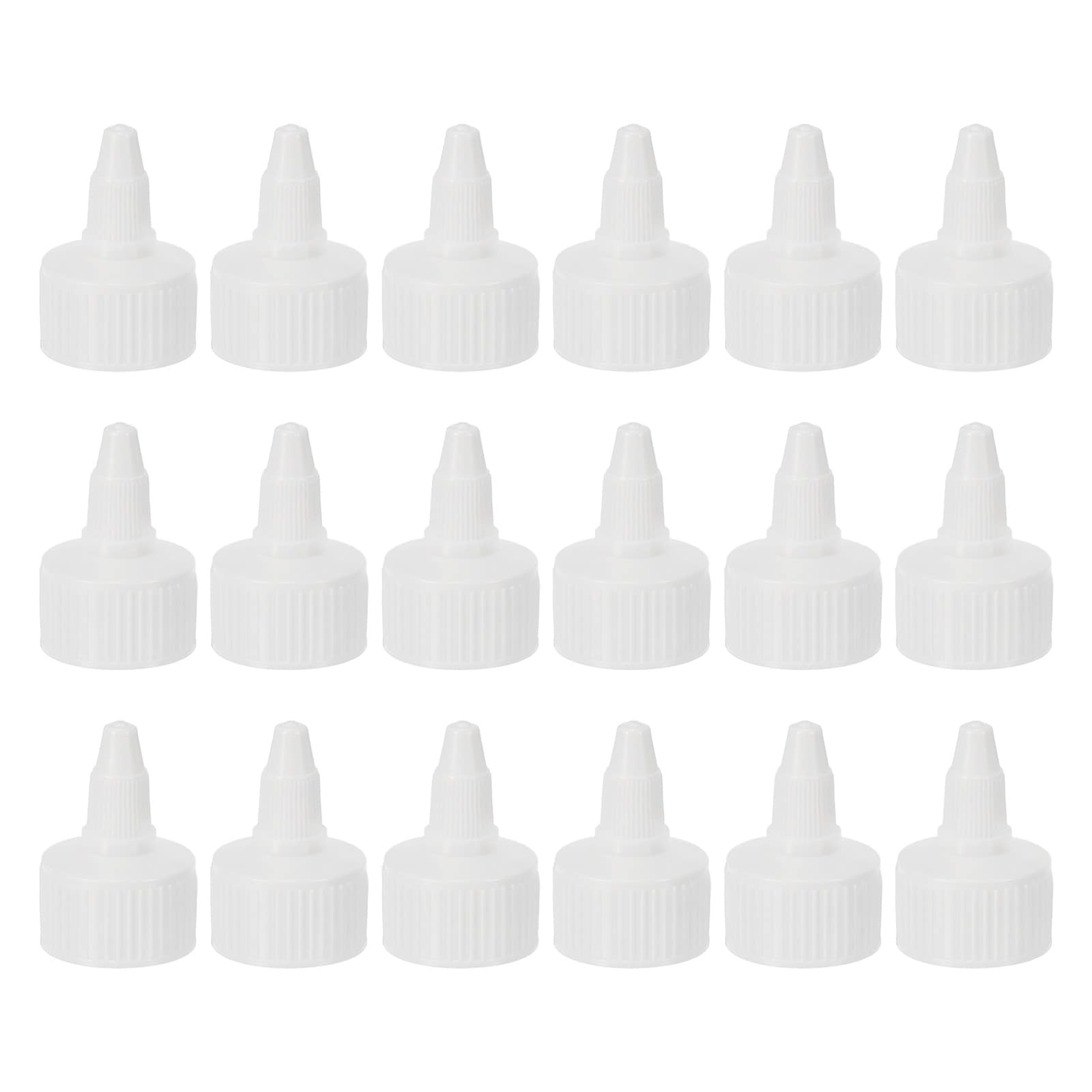 PATIKIL 28/410 Twist Bottle Caps 18pcs Plastic Ribbed Edge Squeeze Bottle Replacement Caps with Foam Gasket for Paint Lids Glue Dispensing White