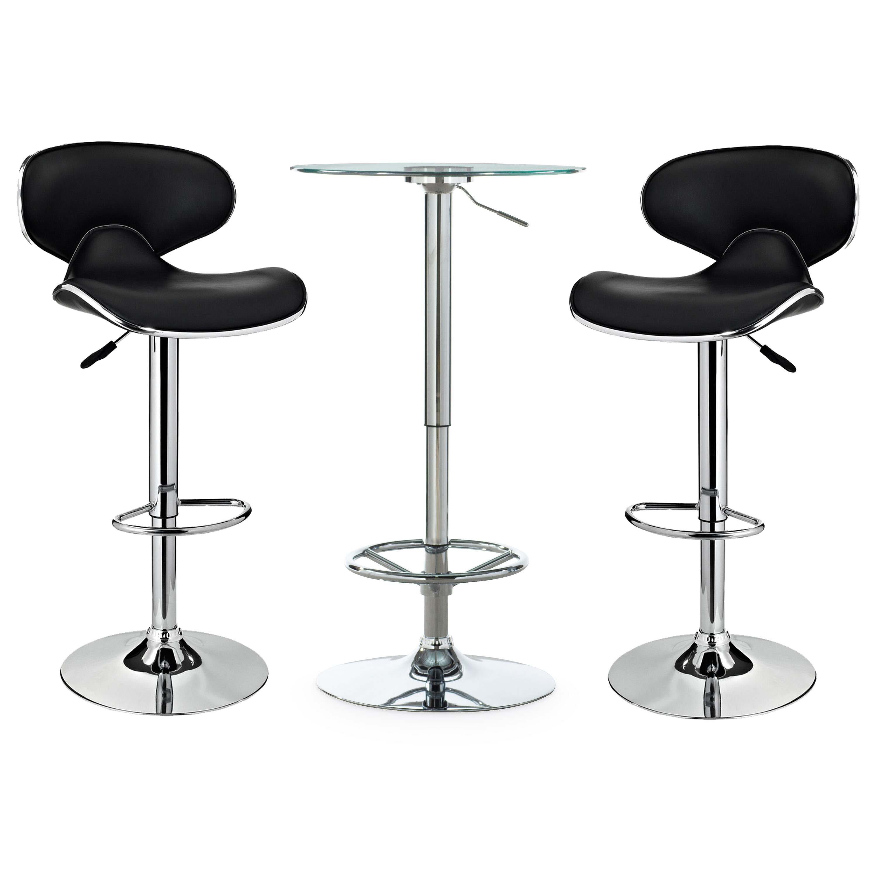 Linon PWLSS485 Black Contemporary/Modern Dining Room Set with Round Table ( Seats 2 )