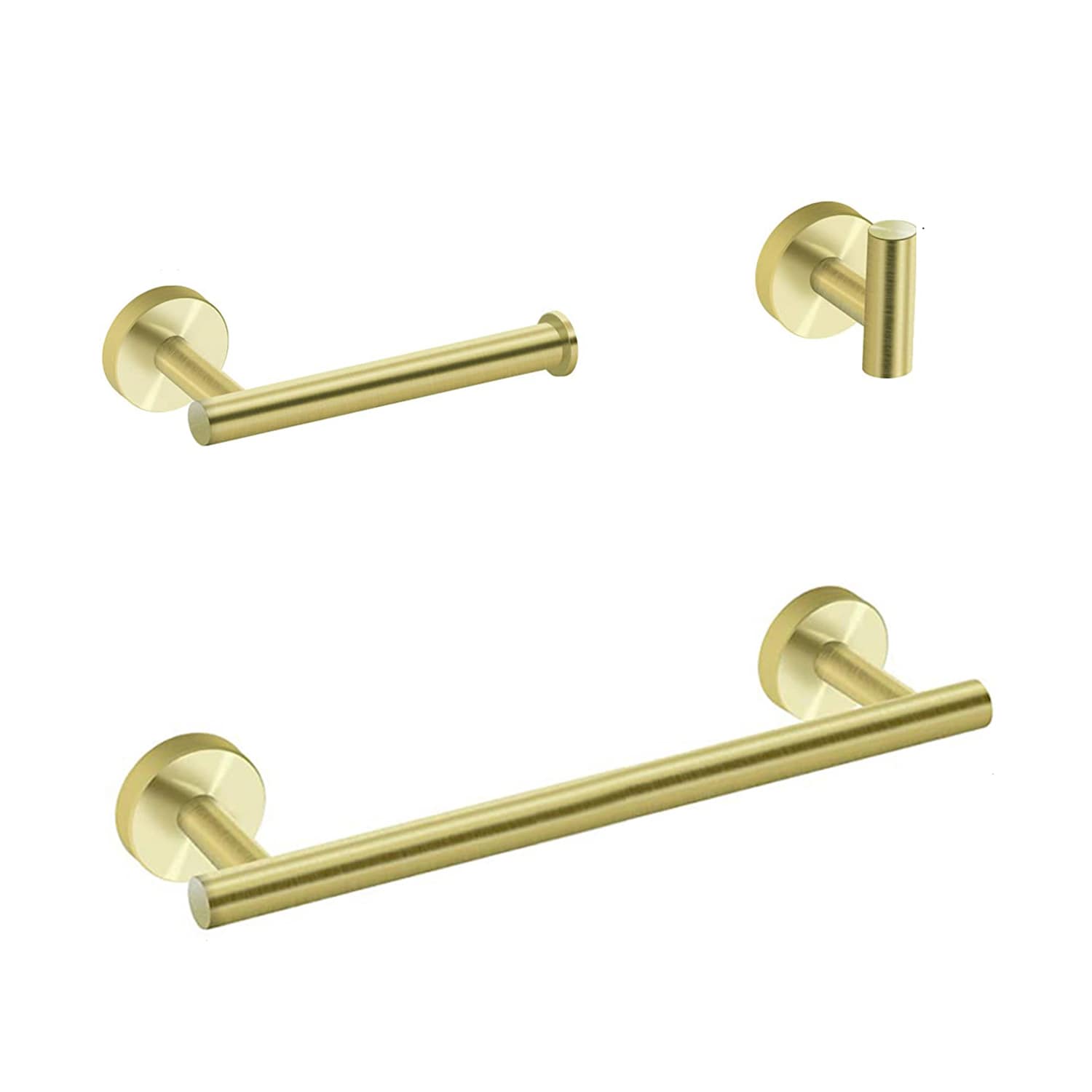 Tahanbath - 3-Pieces Bathroom Hardware Accessories Set-Towel Bar Toilet Paper Holder Robe Towel H...