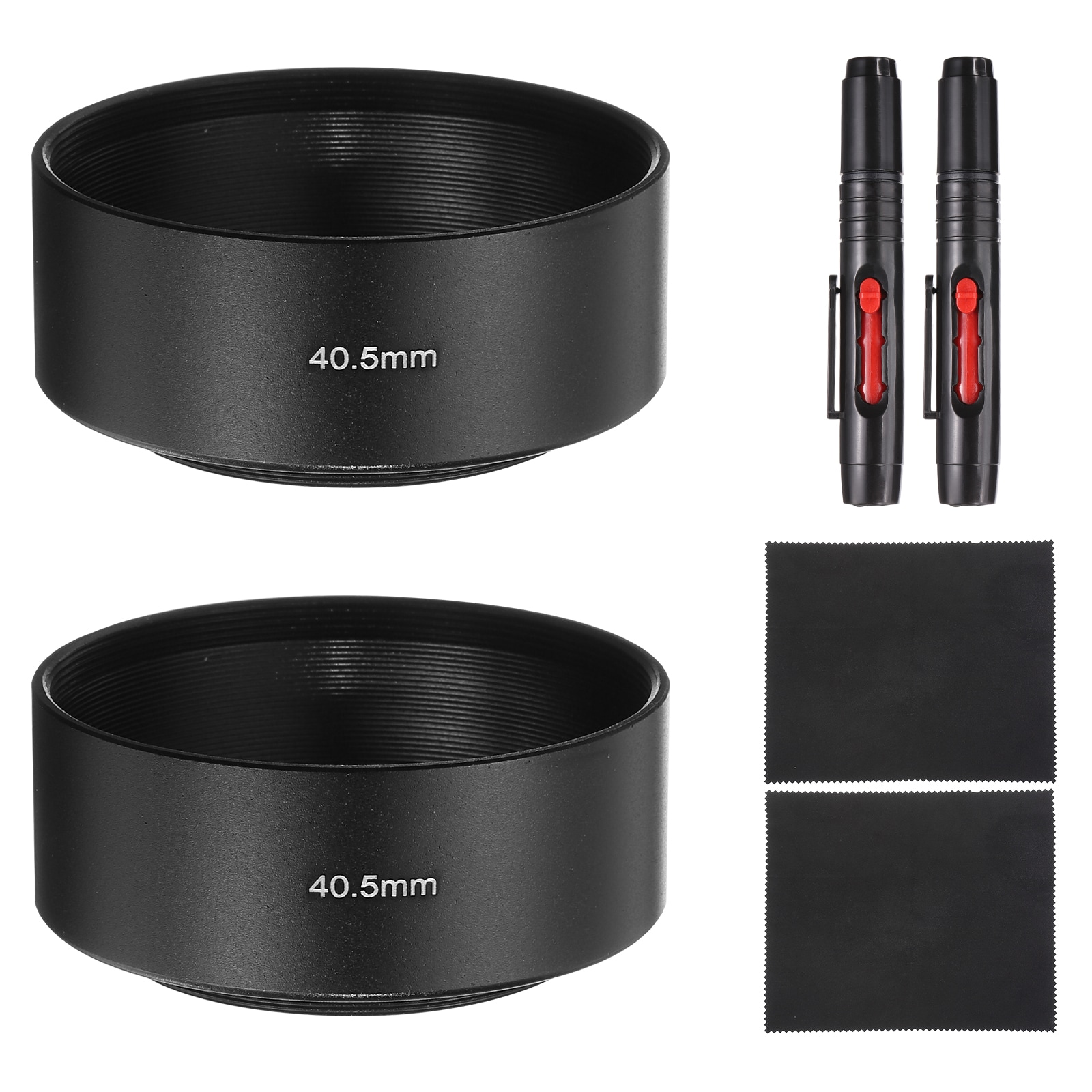 PATIKIL 1 Set Lens Hood Shade 40.5mm Mid-focus Mount Standard Screw-in Metal Camera Cap Shade with Cleaning Cloth and Cleaning Pen Black
