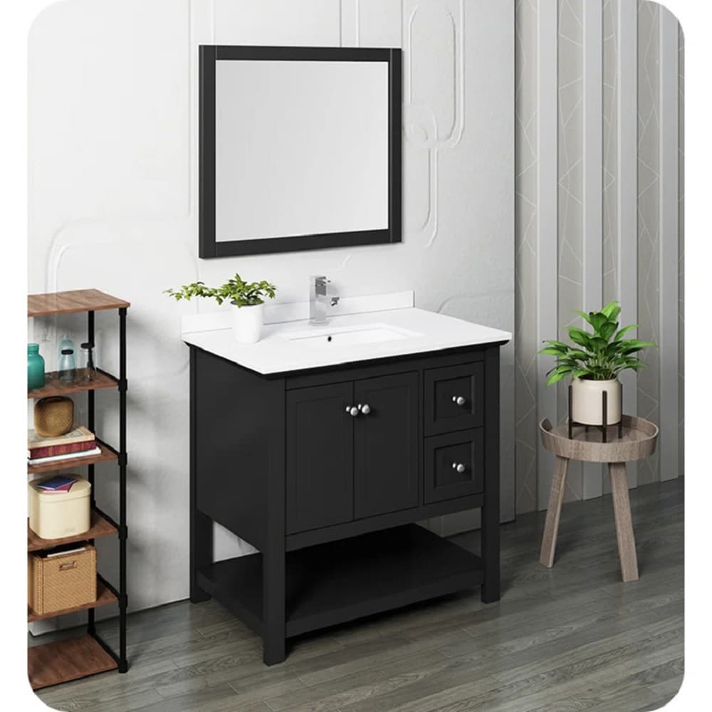 Fresca Manchester 20-in x 30-in Bathroom Vanity Mirror (Black) in the ...