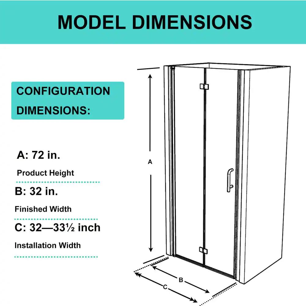 Forclover Pivot Bifold Shower Door Silver 31in to 311/2in x 72in