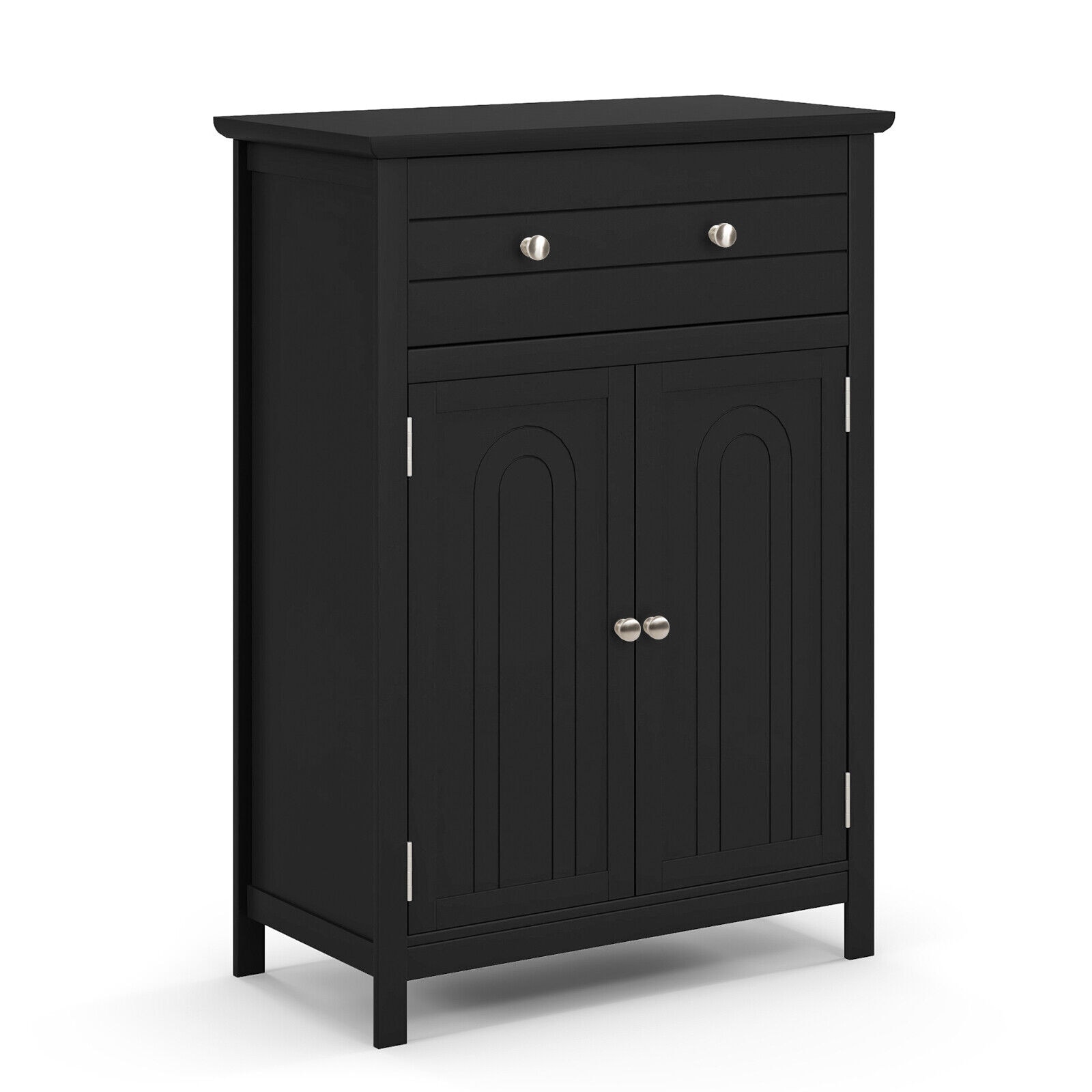 Clihome 23.5-in x 31.5-in x 12-in Black Freestanding Linen Cabinet