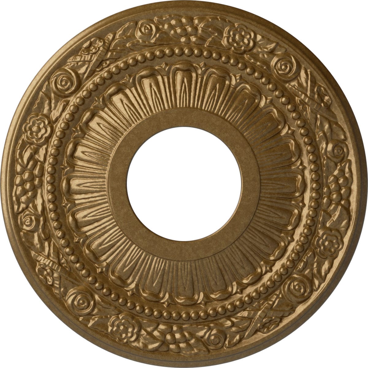 Ekena Millwork CM12NAPAS Nadia 12.125-in W x 12.125-in L Painted Pale Gold Polyurethane Whole Ceiling Medallion