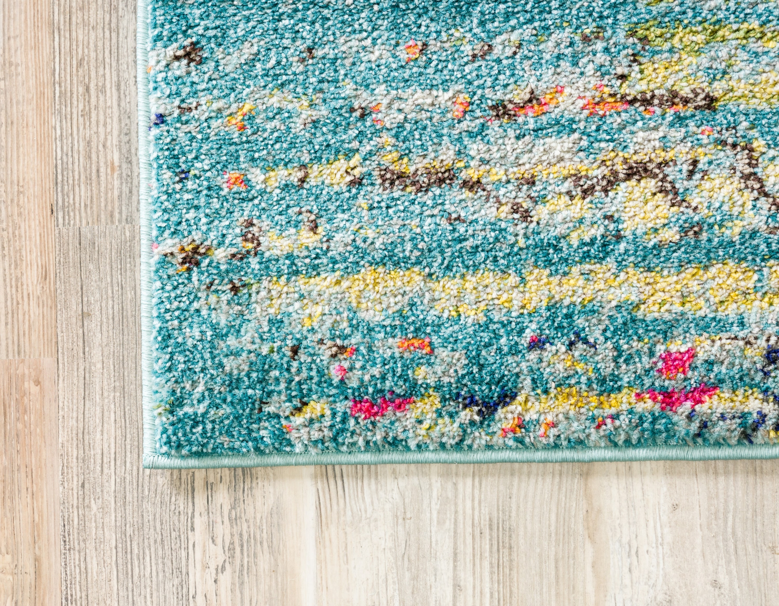 Reversible Abstract Blue Synthetic 8' x 10' Easy-Care Area Rug